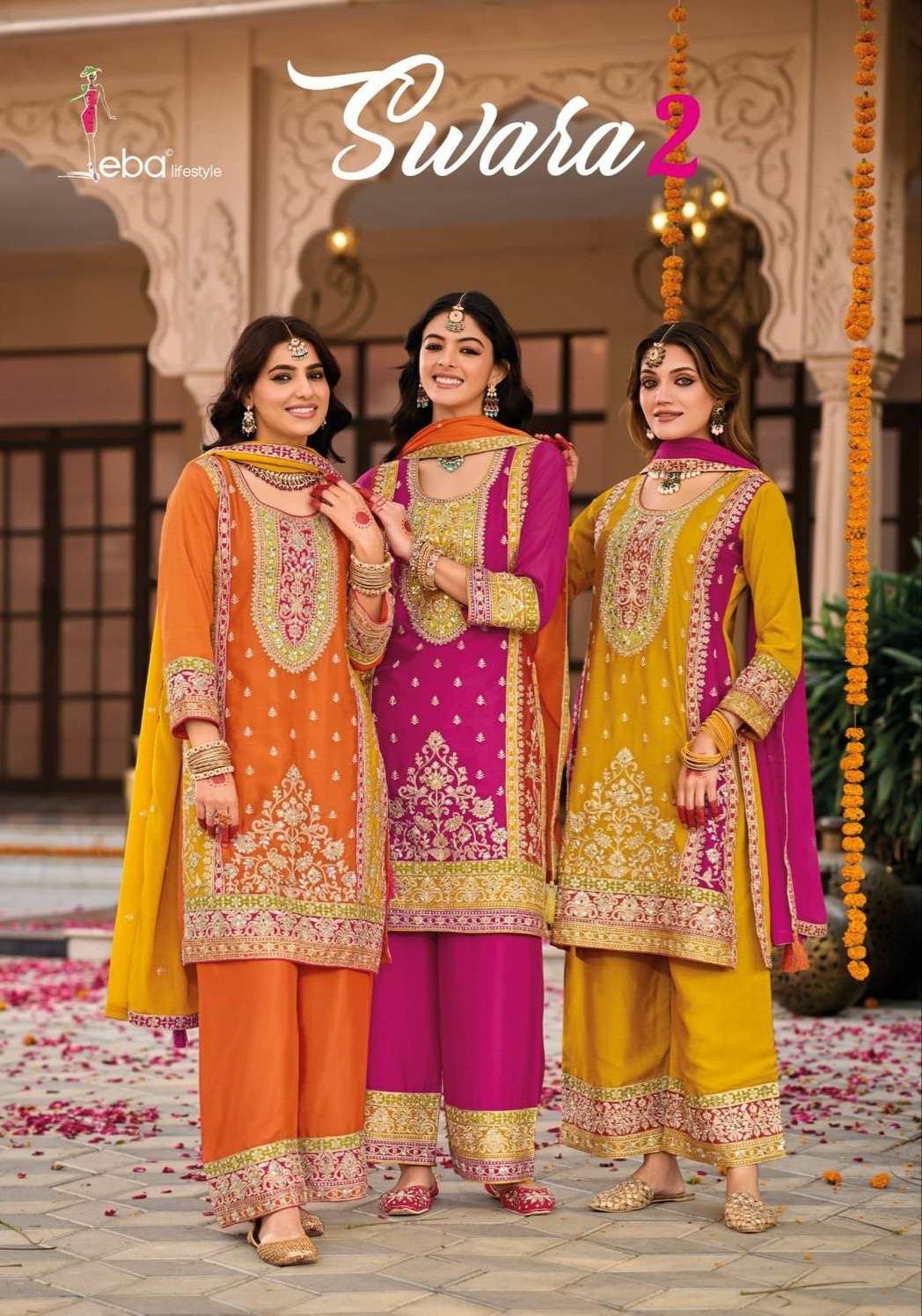 Swara 2 by eba lifestyle  hevey Chinon suit collection manufacturer surat 