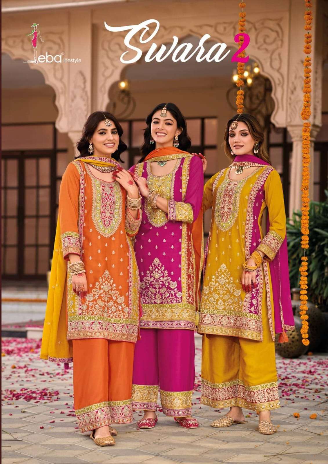 Swara 2  by eba lifestyle  hevey Chinon suit collection manufacturer surat 