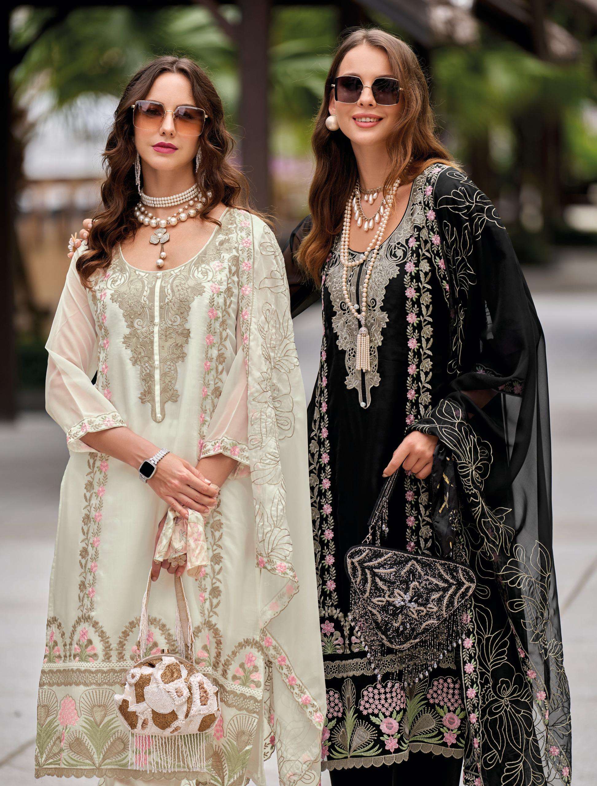 VIANA by zaveri organza suit collection manufacturer surat