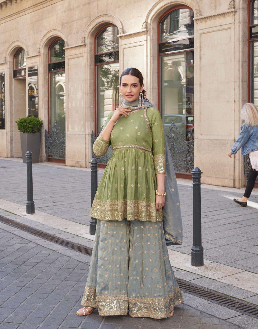 ZARA by SAYURI DESIGNER REAL SIMAR  Plazzo suit collection manufacturer surat 