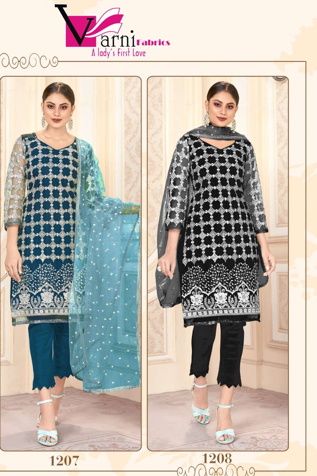 ZEEYA HUSNA SR 1207 1208 by VARNI FABRIC suit collection manufacturer surat 