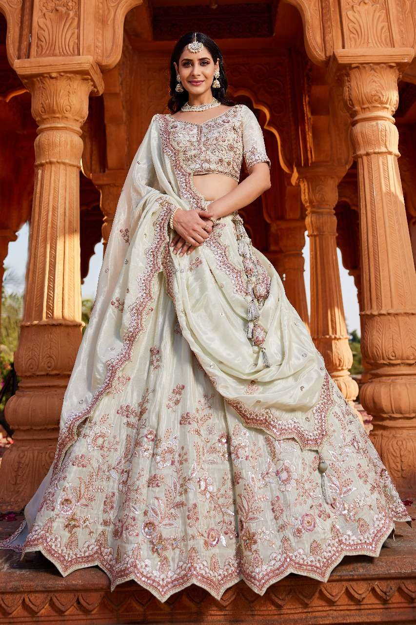 6109 CORAL Lehenga Choli and Dupatta pure tissue lehenga choli collection manufacturer surat 