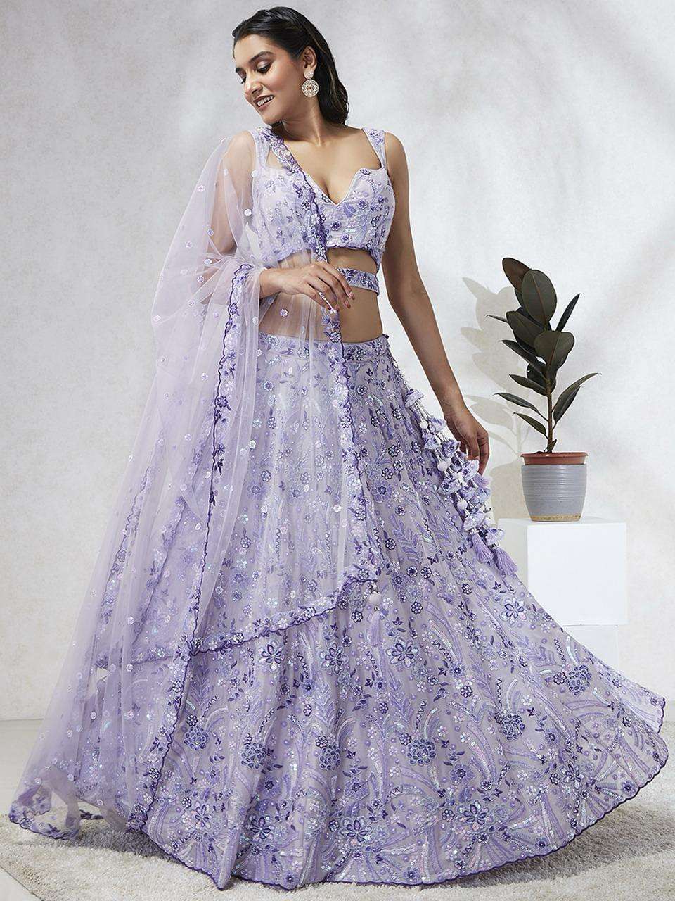Adorn Craft 5951 Lavender Georgette Lehenga Choli Dupatta collection manufacturer surat 