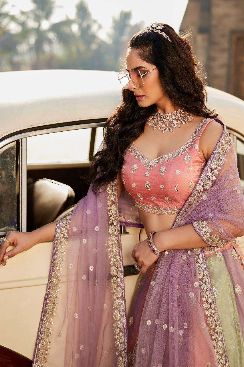ADORN CRAFT 6120 Lavender 6120 LAVENDER Pink 6120 PINK tissue lehenga choli collection manufacturer ...