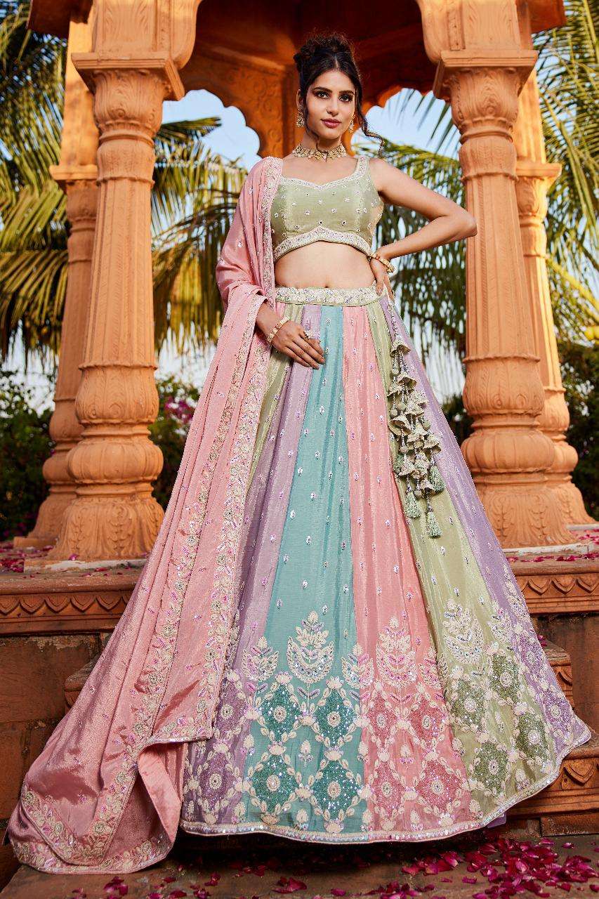 ADORN CRAFT 6127 PINK Multi color chiffon Lehenga choli collection manufacturer surat 
