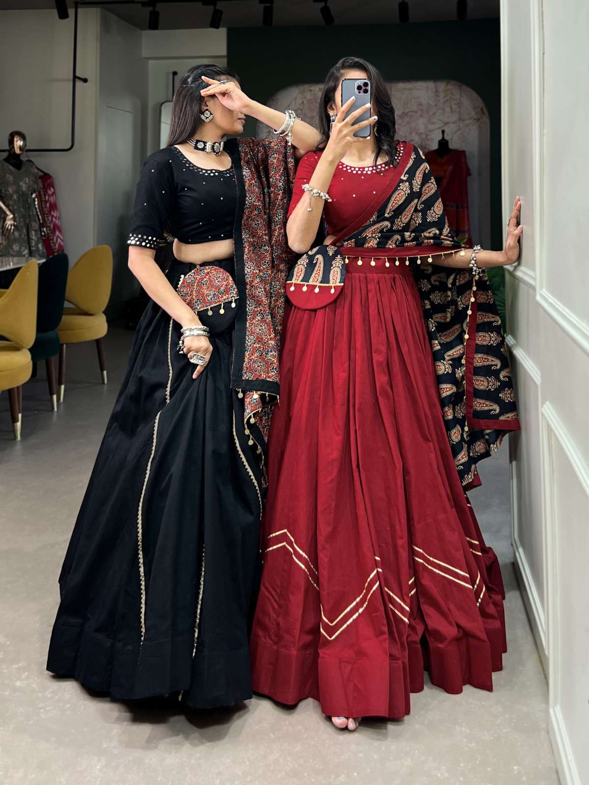 CHAITHRA LNB1697FRZ  LNB1697BLK  LNB1697MRN  LNB1697MST Pure Cotton lehenga choli collection manufac...