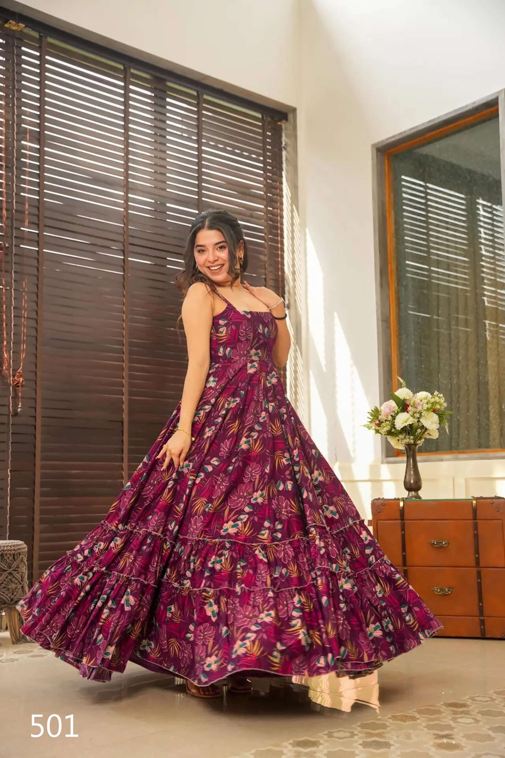 Clora vol 5  Fully flared Ethnic wear Design no 501 to 506 Faux Georgette gown collection manufactur...