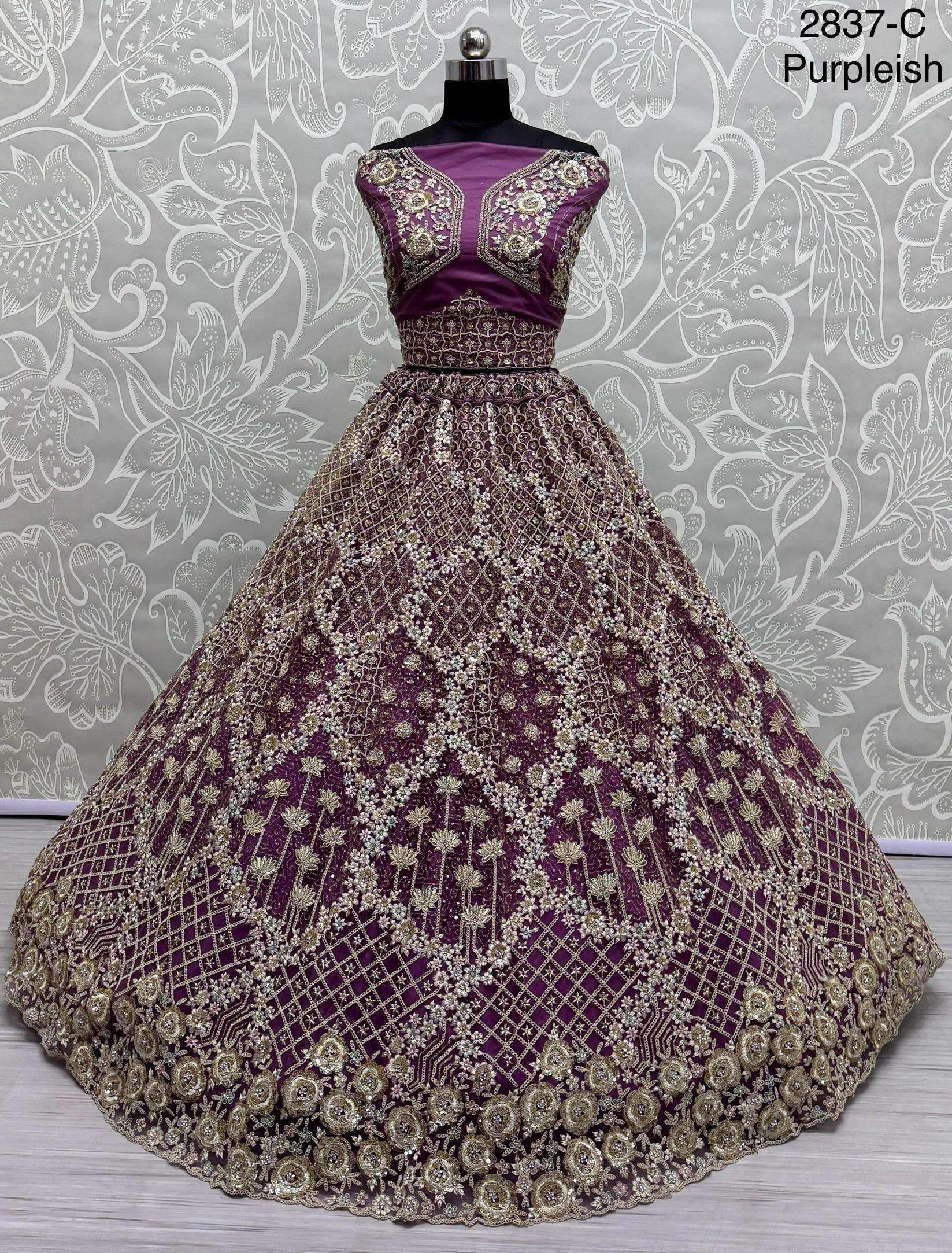Code  2837 Double Net Crafted lehenga choli collection manufacturer surat 