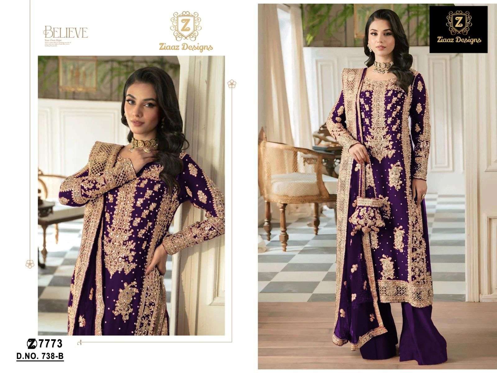 code 738 by Ziaaz Designs Georgette suit collection manufacturer surat 