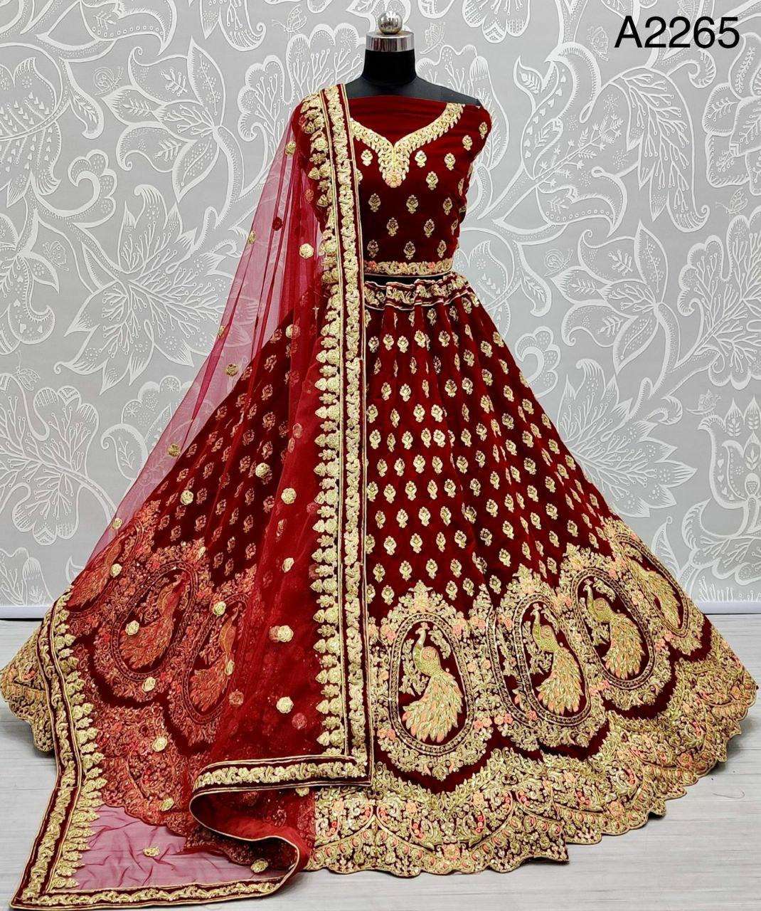 Code A2265 velvet lehenga choli collection manufacturer surat 
