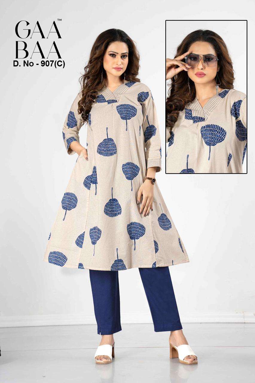 D NO 908 907 Premium Cotton Flex Print kurti collection manufacturer surat 