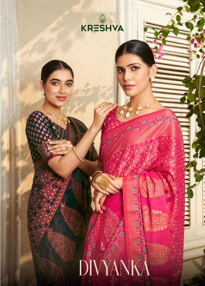Divyanka Series 1054 1056 by Kreshva Georgette saree collection manufacturer surat 