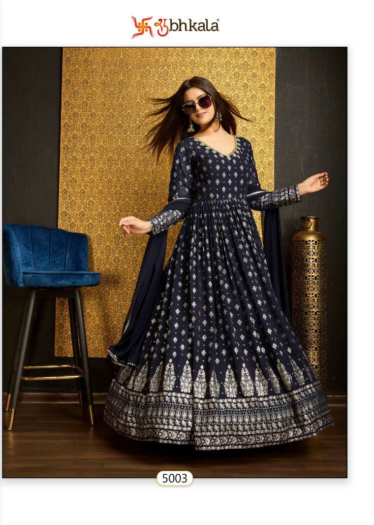 FLORY VOL 44 by SHUBHKALA faux Georgette gown collection manufacturer surat 