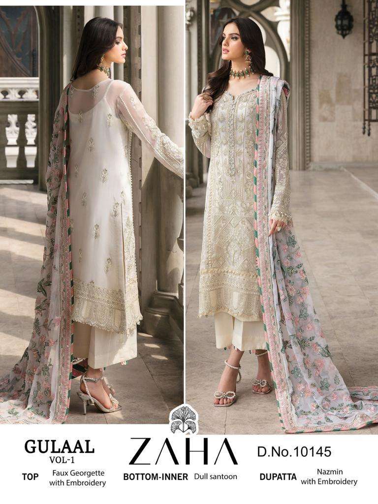 GULAAL VOL1 DNO10145 by ZAHA  GEORGETTE suit collection manufacturer surat 