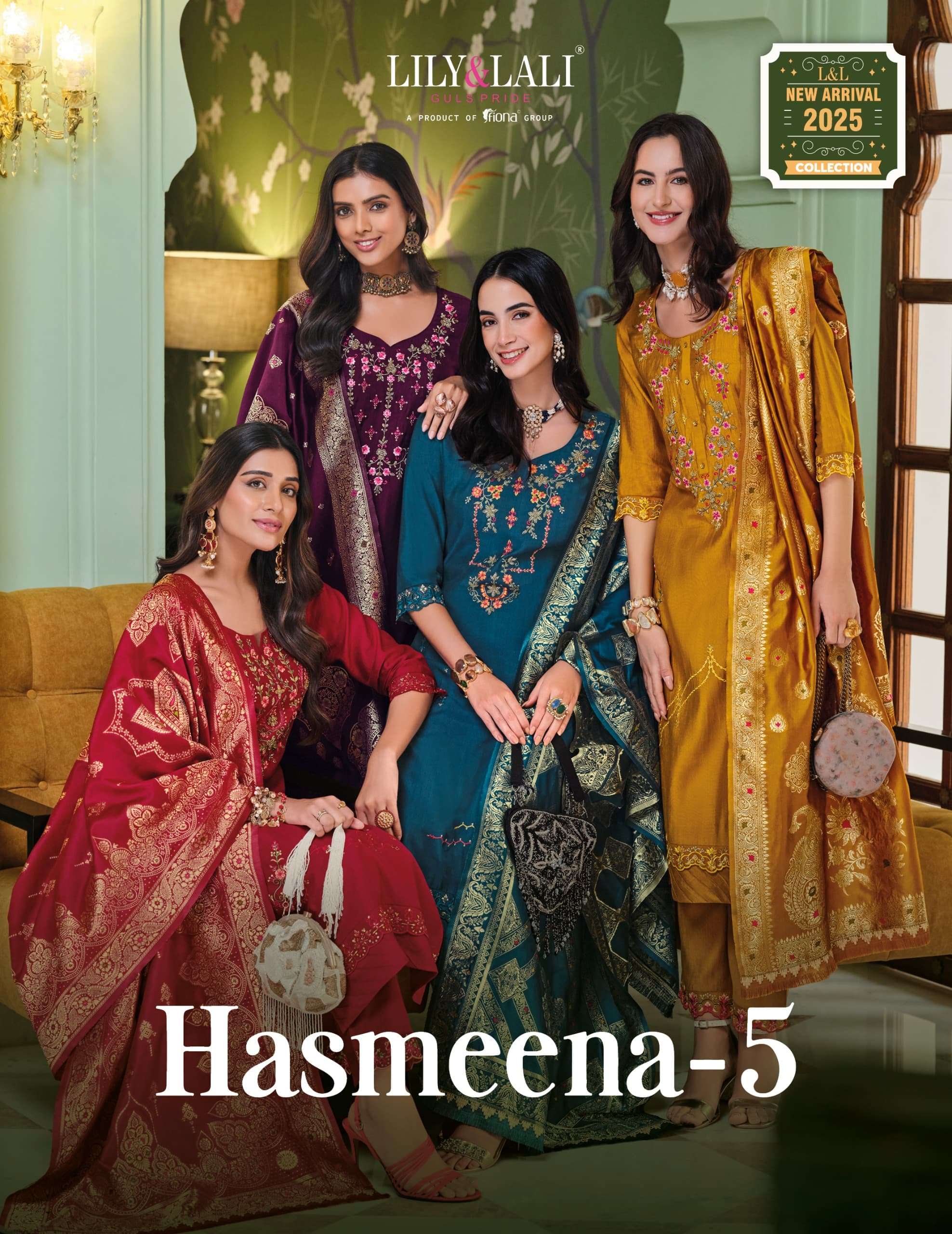 HASMEENA Vol 5 by   LILY  LALI Viscouse suit collection manufacturer surat 