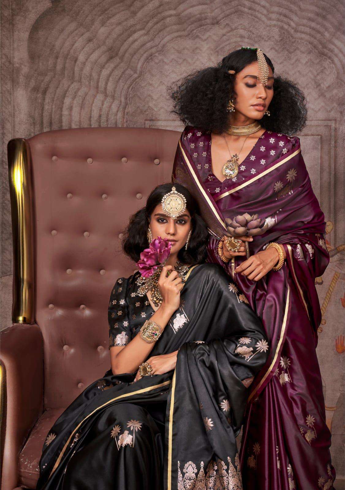 KANTHKALA PICHWAI DUSTY by rajtex PURE SATIN silk saree collection manufacturer surat 