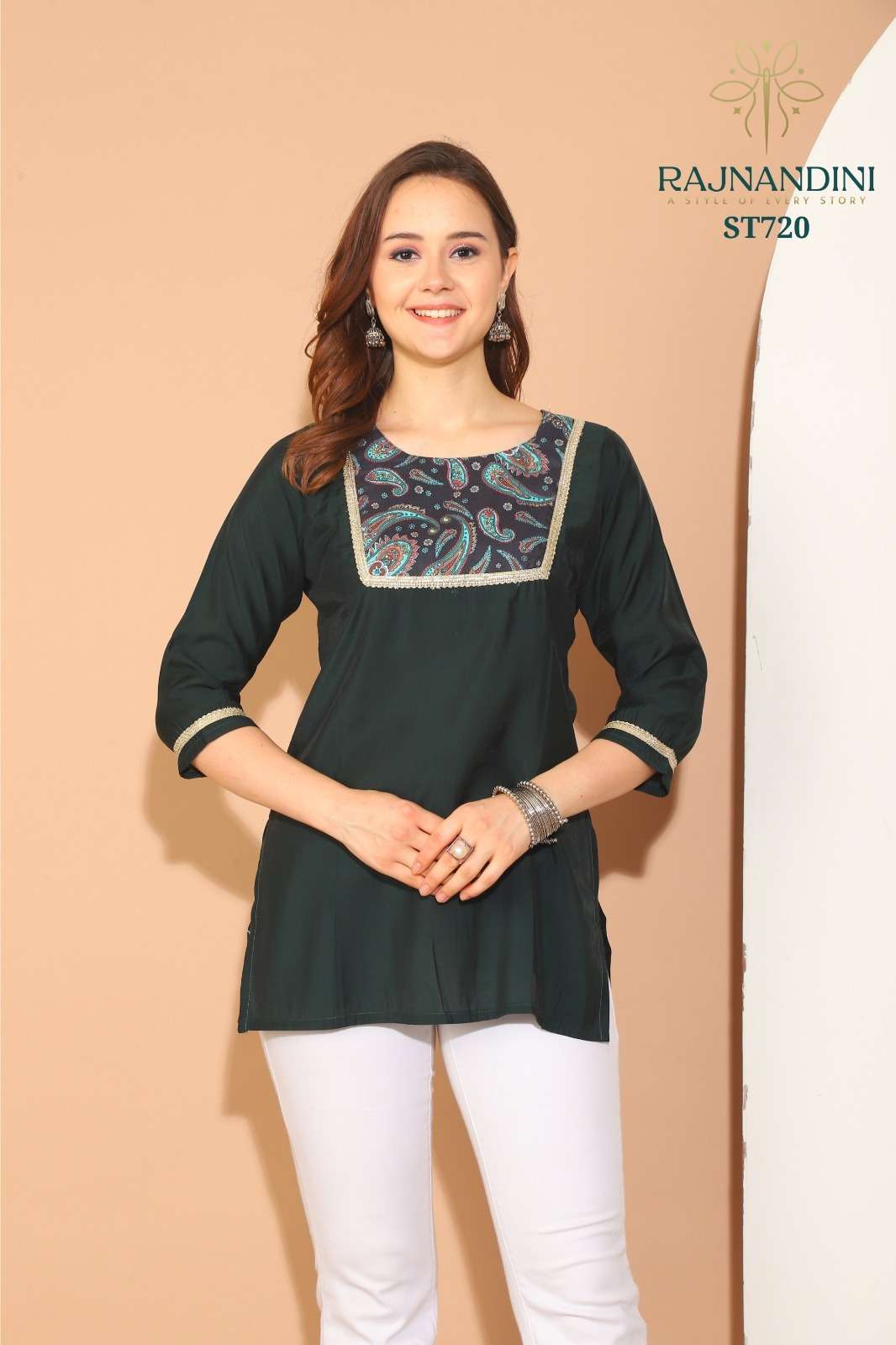 KIARA SERIES ST716 TO ST722 by RAJNANDINI  Roman Silk kurti collection manufacturer surat 