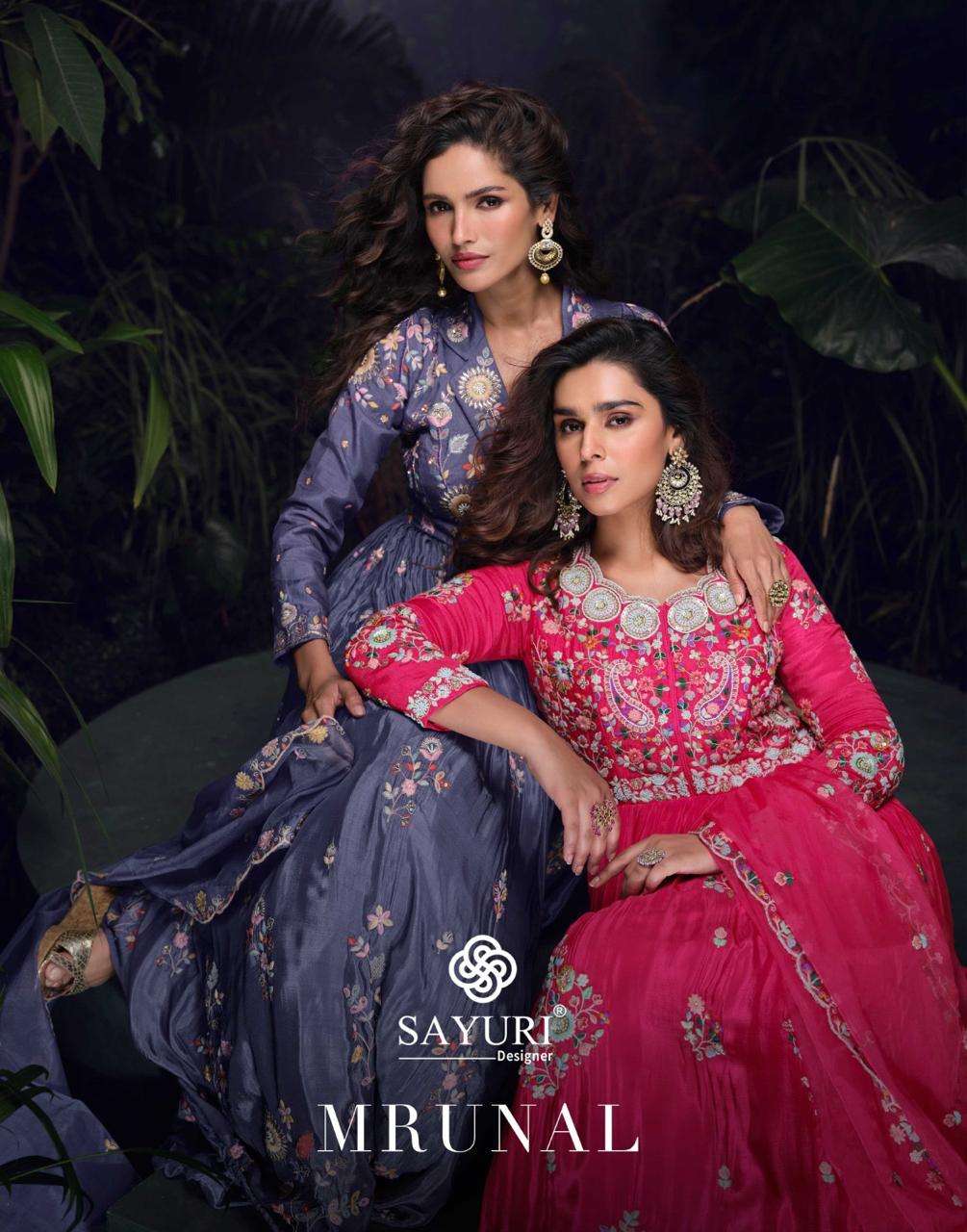 MRUNAL by SAYURI DESIGNER CHINON SILK gown collection manufacturer surat 