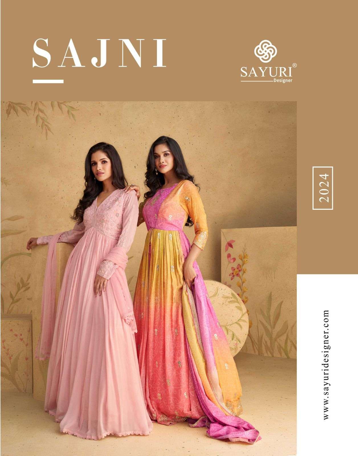 SAJNI by SAYURI DESIGNER CHINON SILK gown collection manufacturer surat 