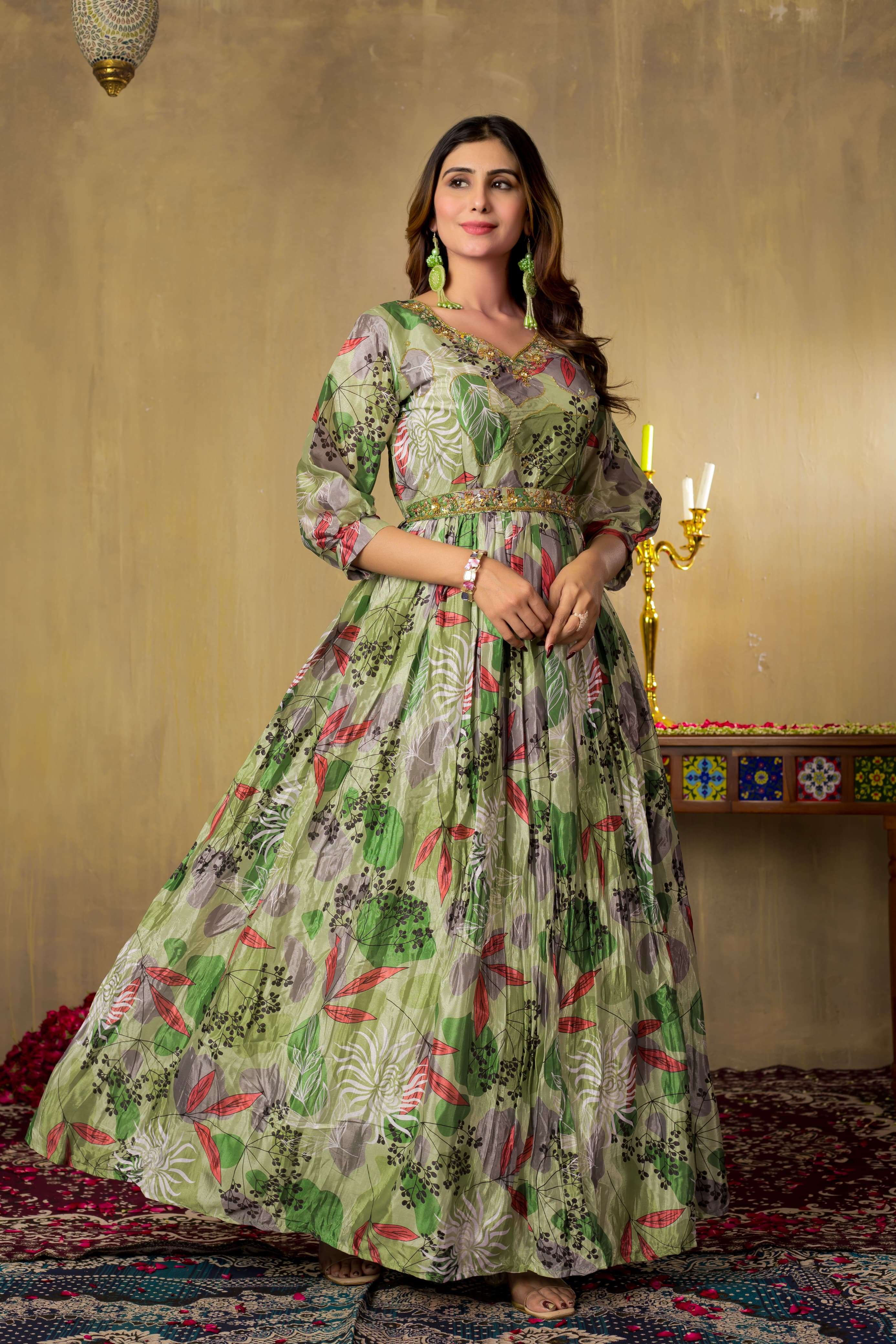 Shine Chinnon Handwork Gown Collections manufacturer surat 