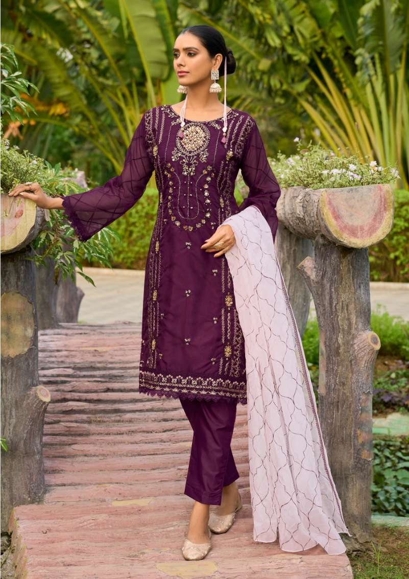 SHRADDHA D NO M 306 by MUSHQ PURE ORGANZA suit collection manufacturer surat 