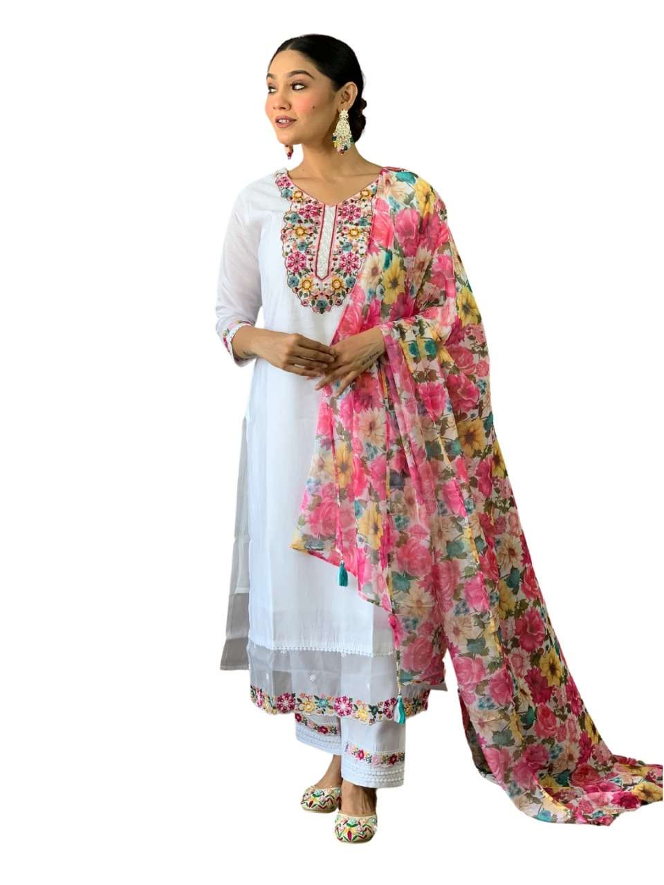 SKU 551 Color Off White  Chanderi Cotton kurti collection manufacturer surat 