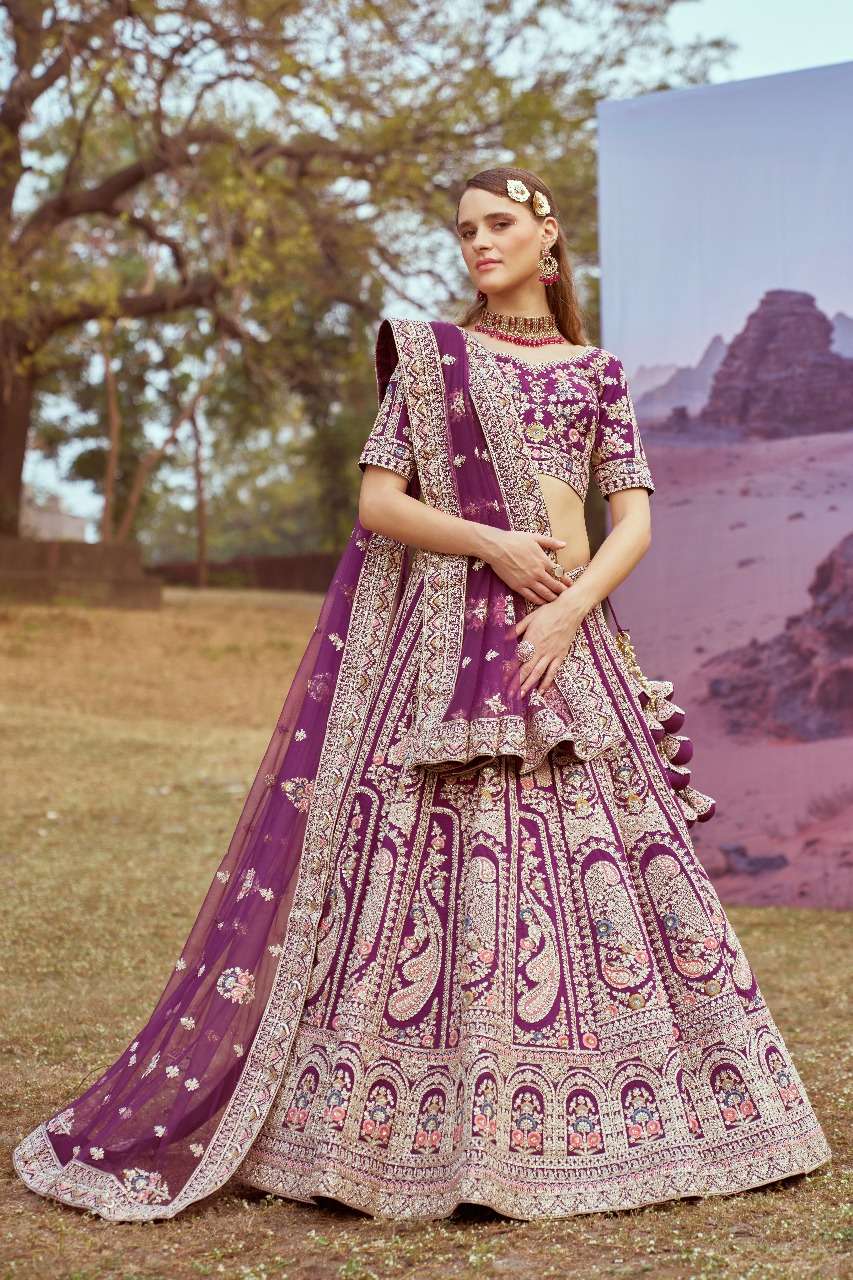 Adorn Craft 6074 Purple Colour Pure Silk Lehenga choli collection manufacturer surat 