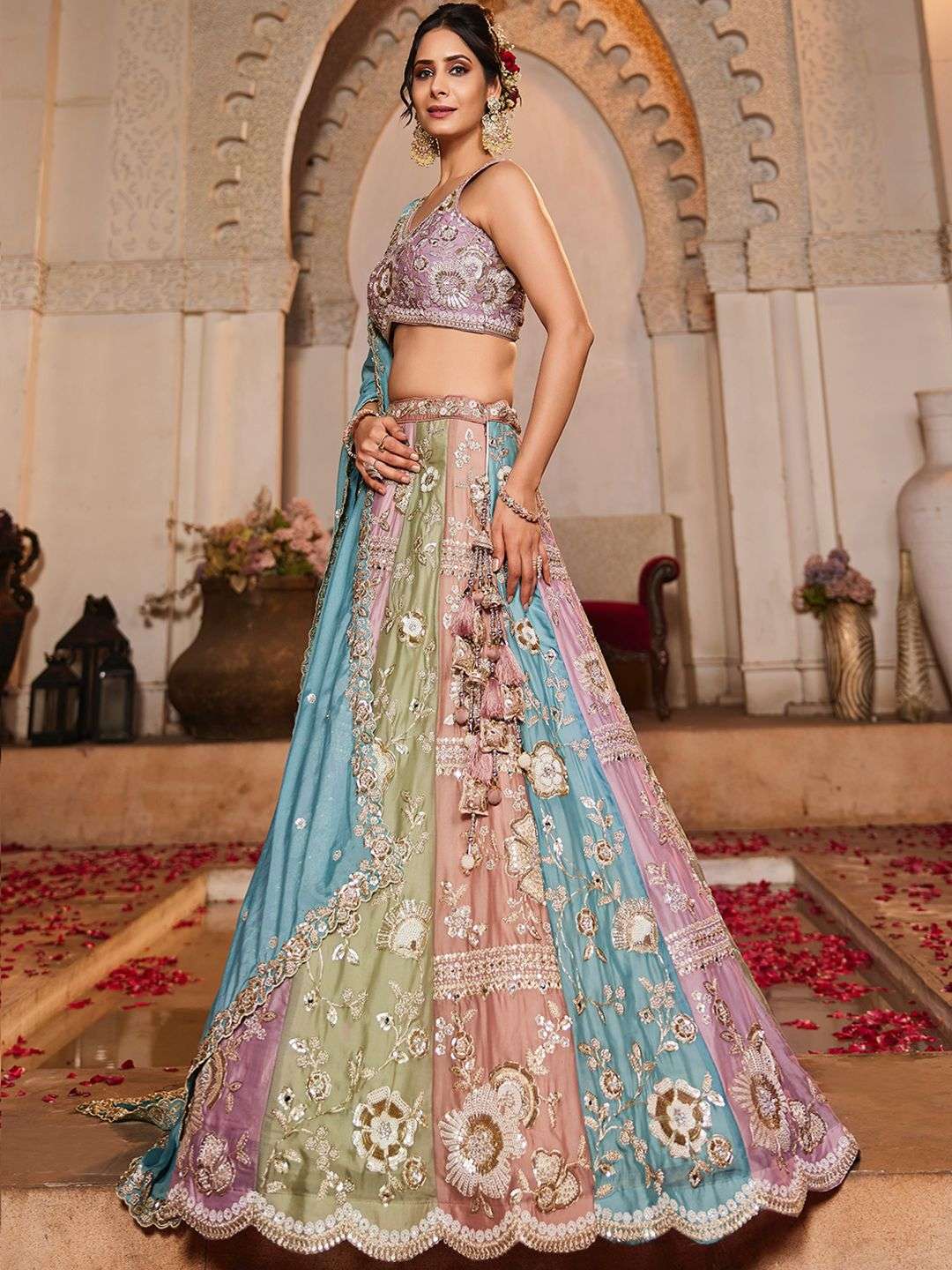 Adorn Craft 6130 Multi color Georgette Lehenga Choli collection manufacturer surat
