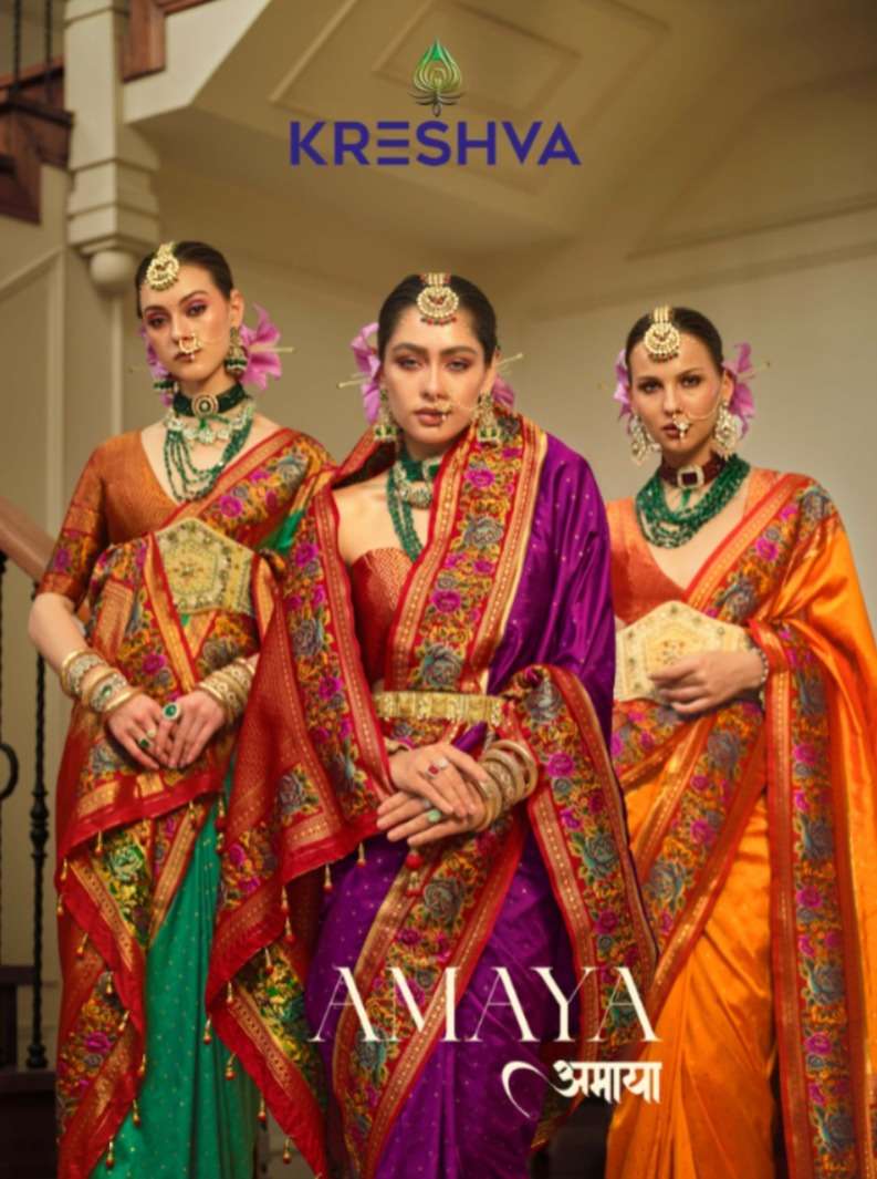 Amaya Series 445 to 453 by Kreshva Banarasi silk saree collection manufacturer surat 