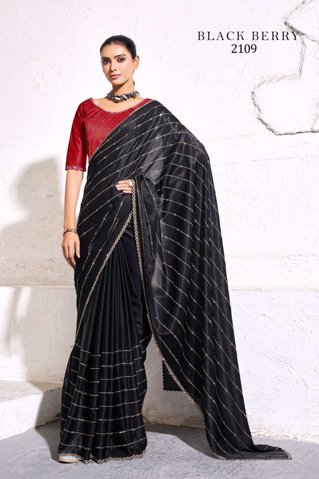 Black Berry by Kala Jamun Fancy Sattin saree collection manufacturer surat 