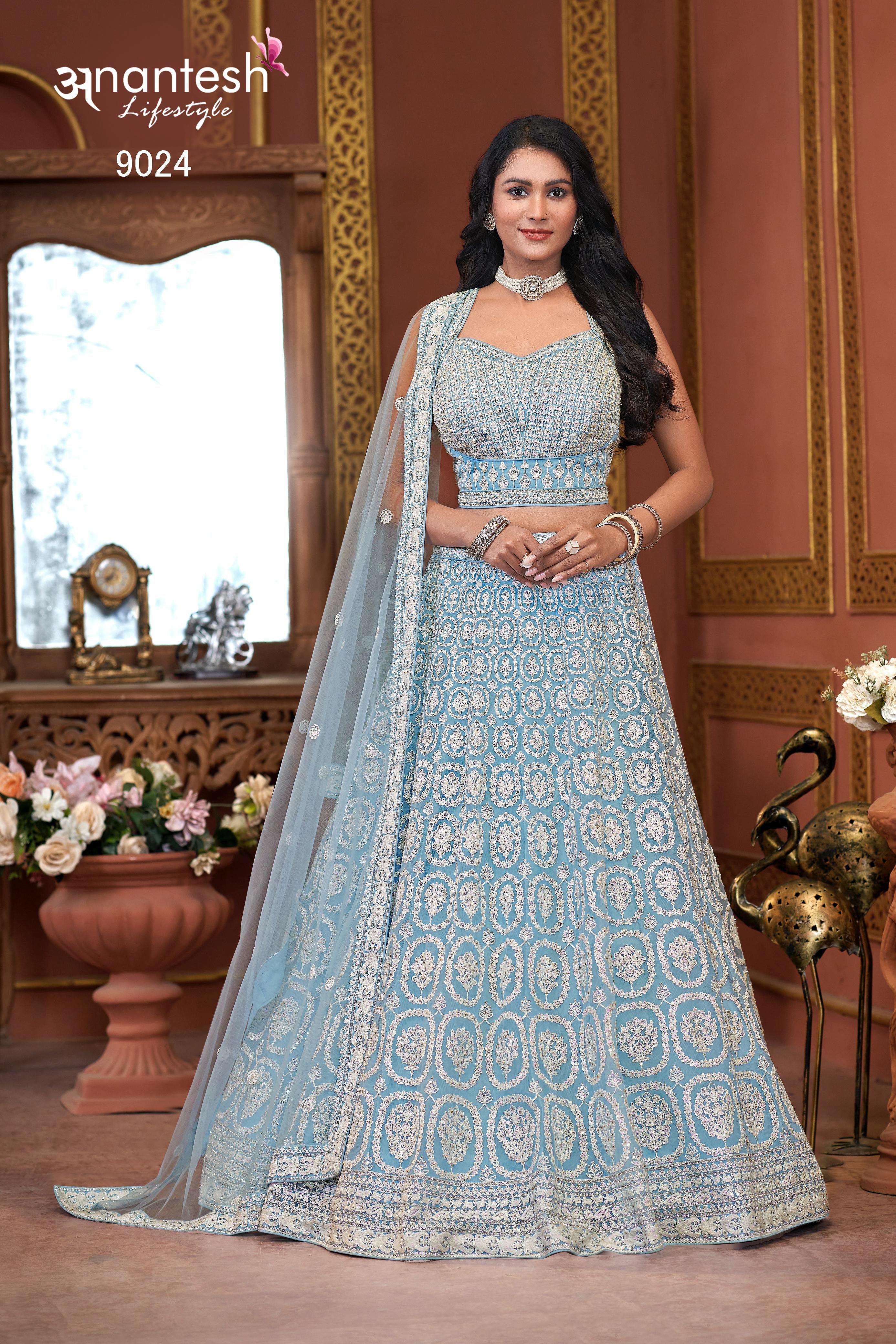 BRIDAL COUTURE 2025 Series 9022 to 9027 by ANANTESH LIFESTYLE Georgette lehenga choli collection man...