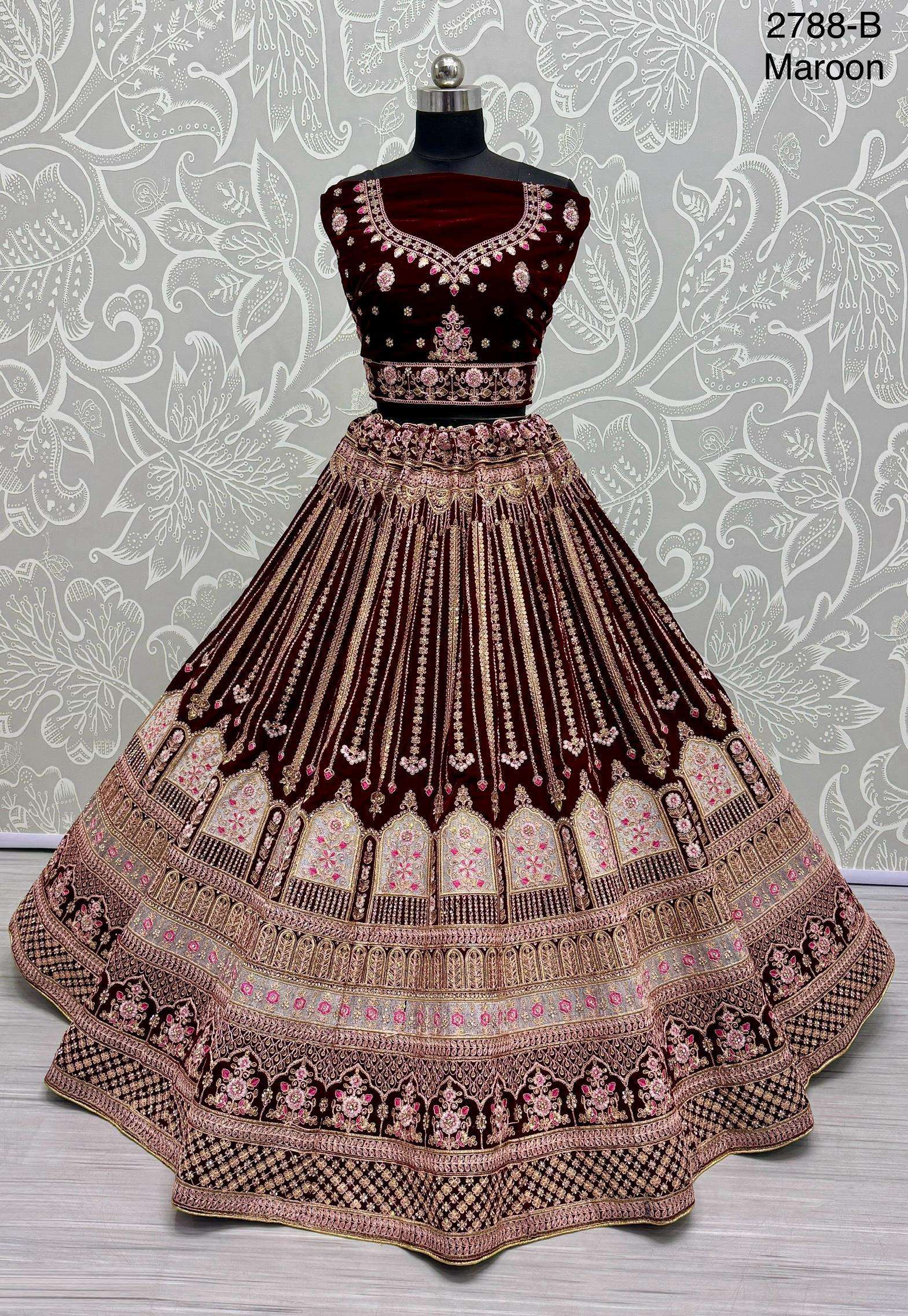 Code 2788 Designer Panel Velvet Lehenga choli collection manufacturer surat 