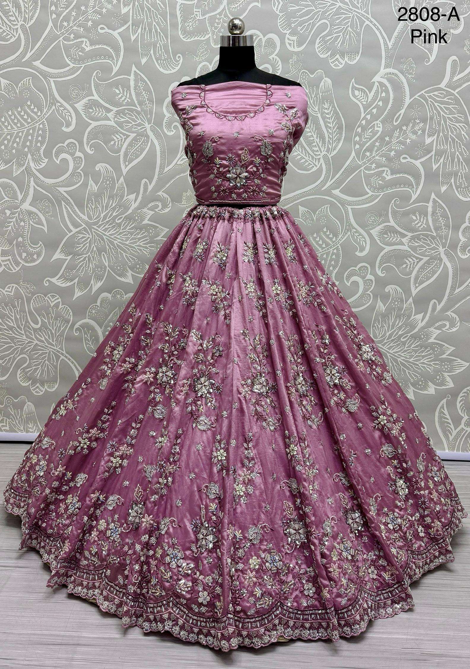 Code 2808 Pastel Color Partywear Lehenga choli collection manufacturer surat 