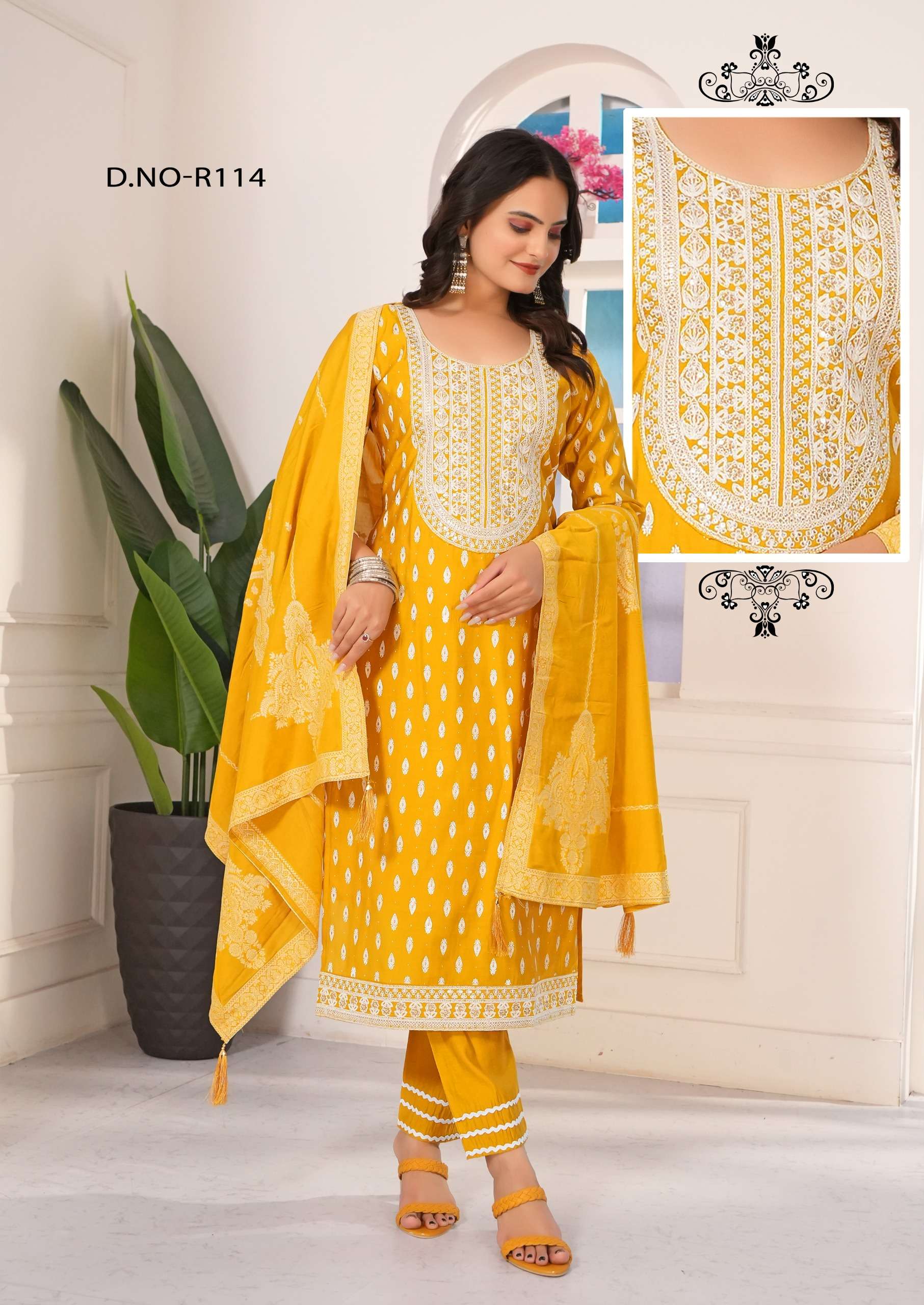 D R114 kurti collection manufacturer surat 