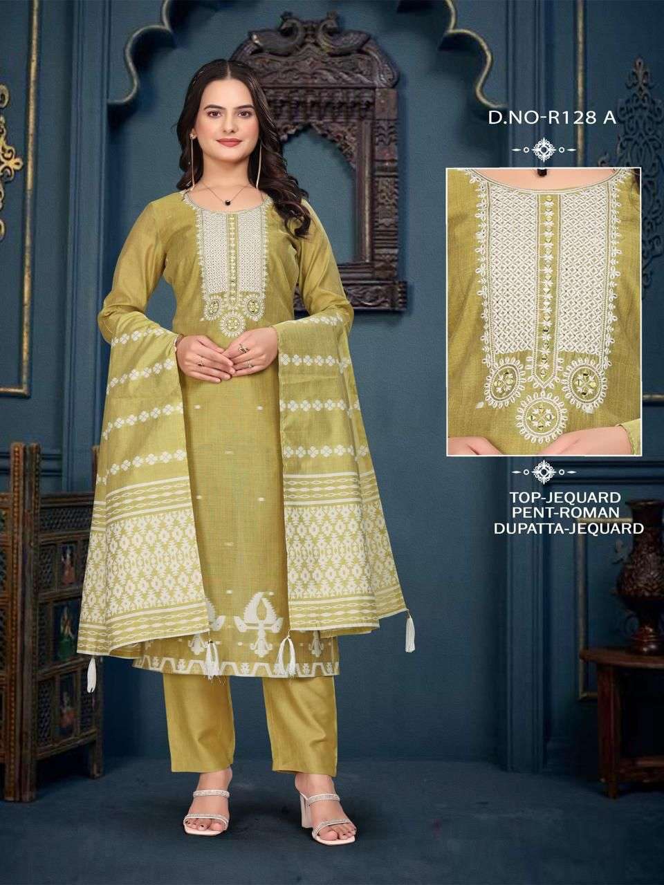 D R128  A D R128 B Jequard suit collection manufacturer surat 