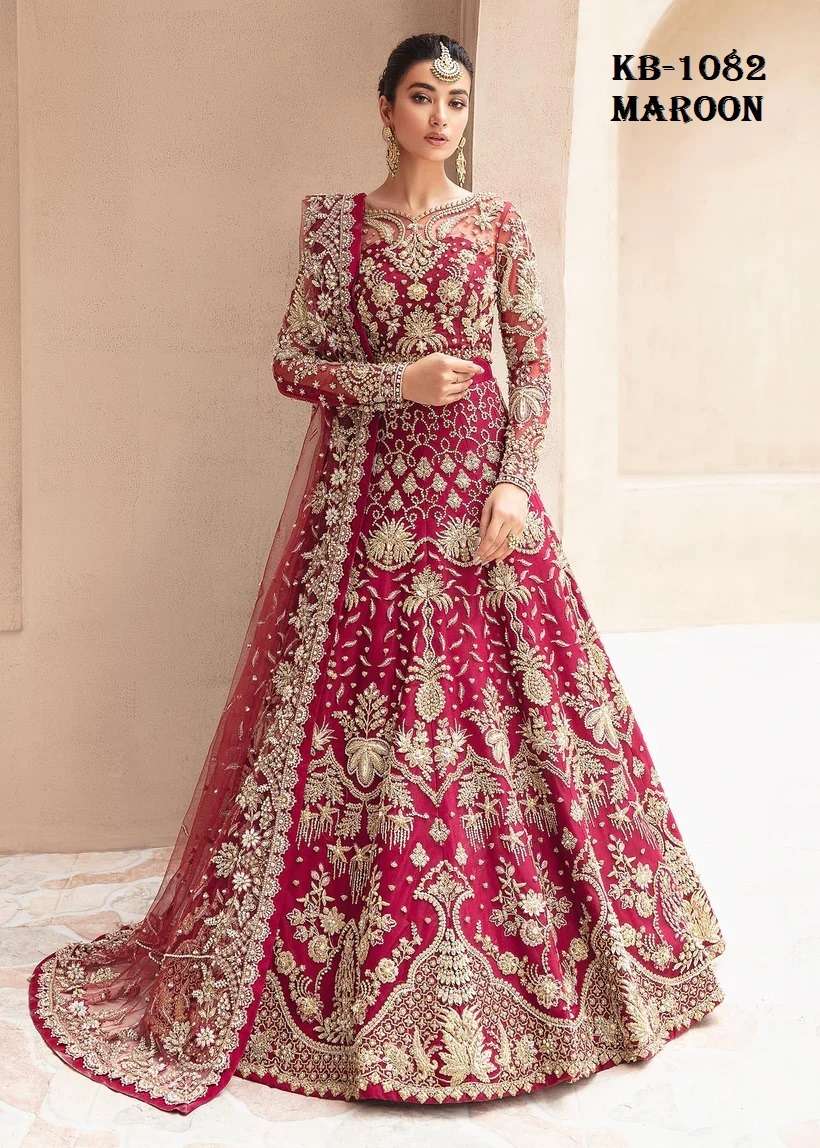 Design  no KB 1082 KB SERIES ANARKALI  heavy butterfly net GOWN collection manufacturer surat 