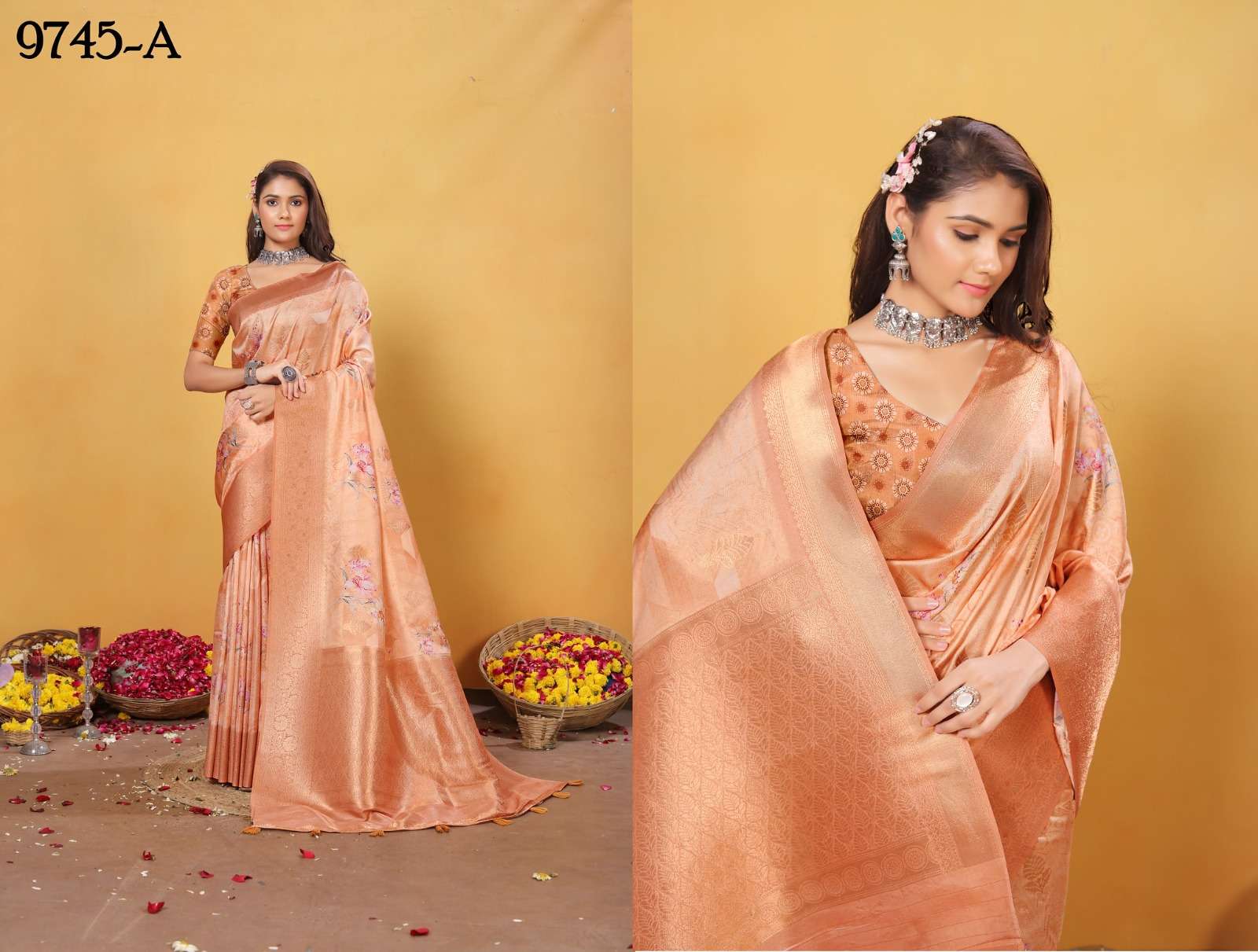 Gouri Series 9745A To 9745E by Sanjana Lifestyle fancy saree collection manufacturer surat  Series 9...