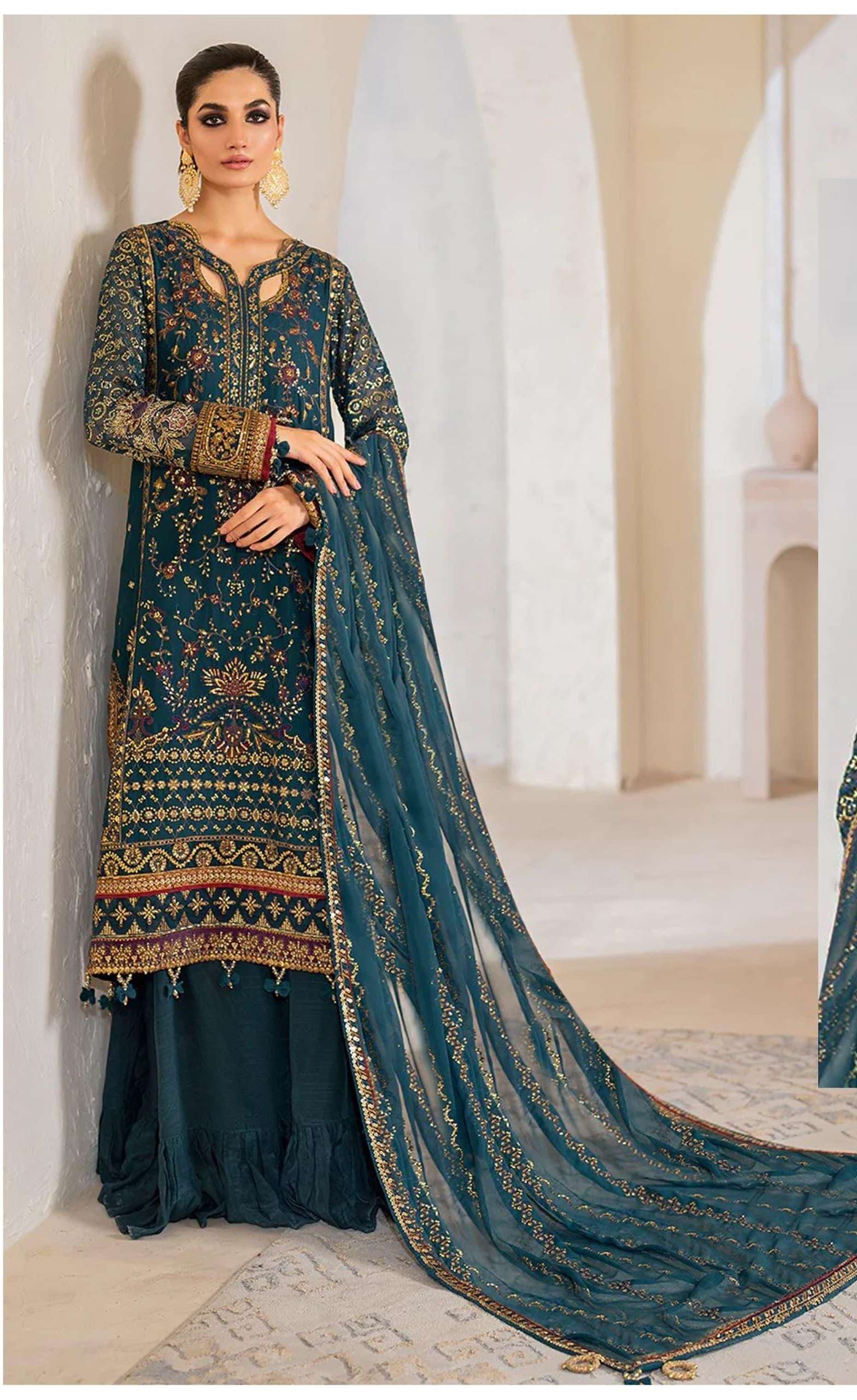 HUSN E JAAN DESIGN M 1054 M By Mahnur Fashion georgette suit collection manufacturer surat 