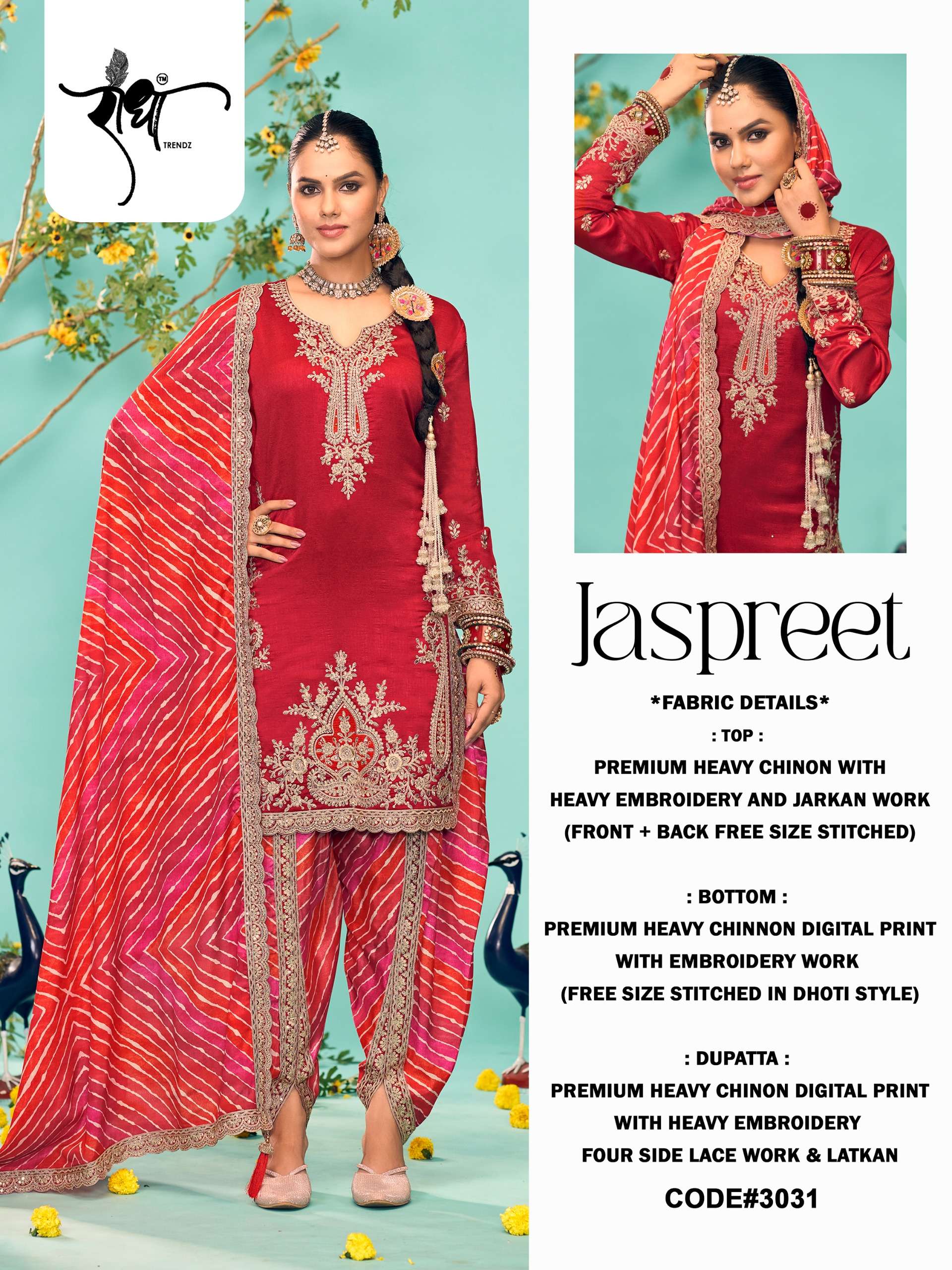 JASPREET by RADHA TRENDZ PREMIUM Chinon suit collection manufacturer surat 