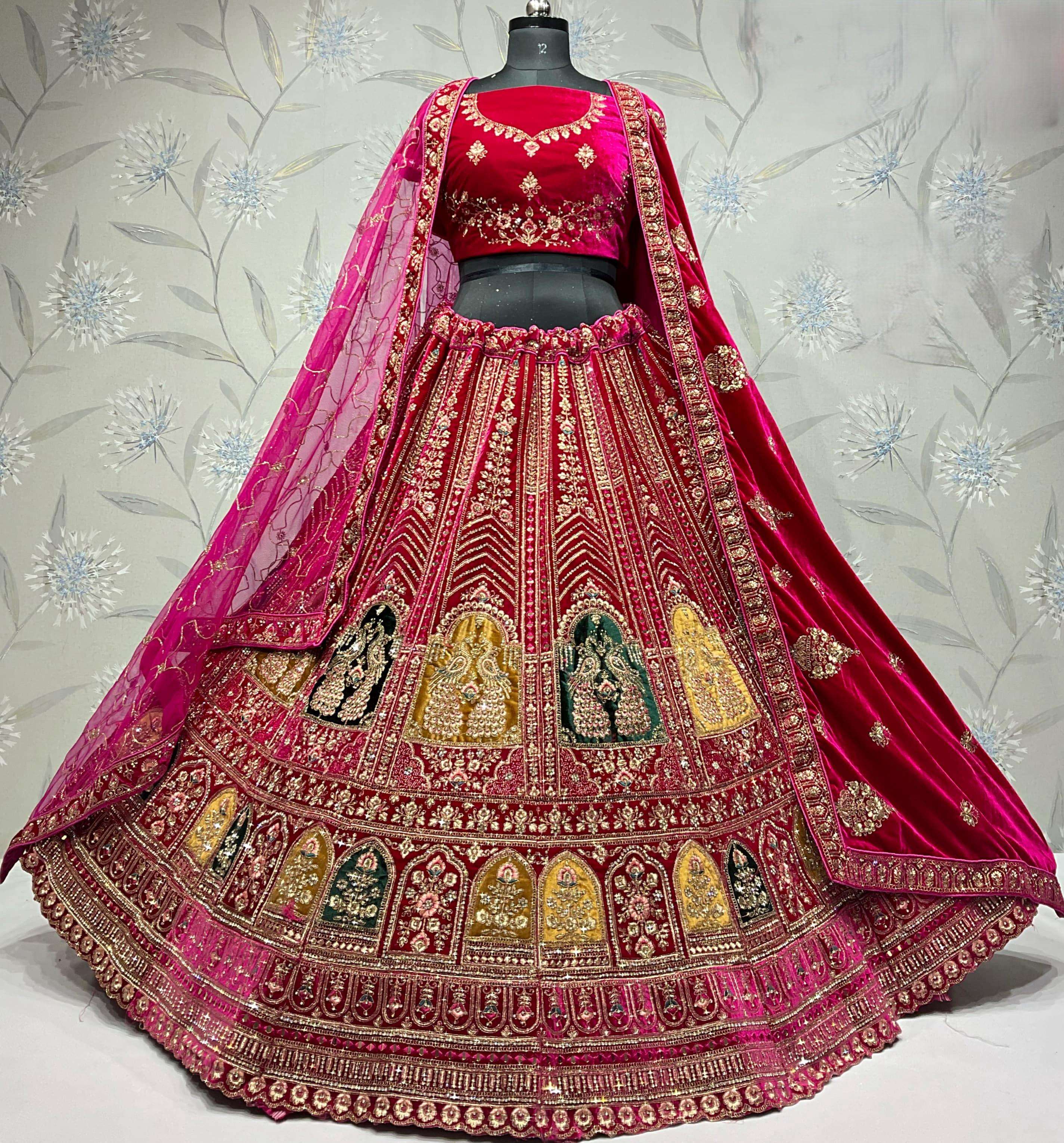 peacock 4 colour rani dark maroon light maroon lehenga choli collection manufacturer surat 