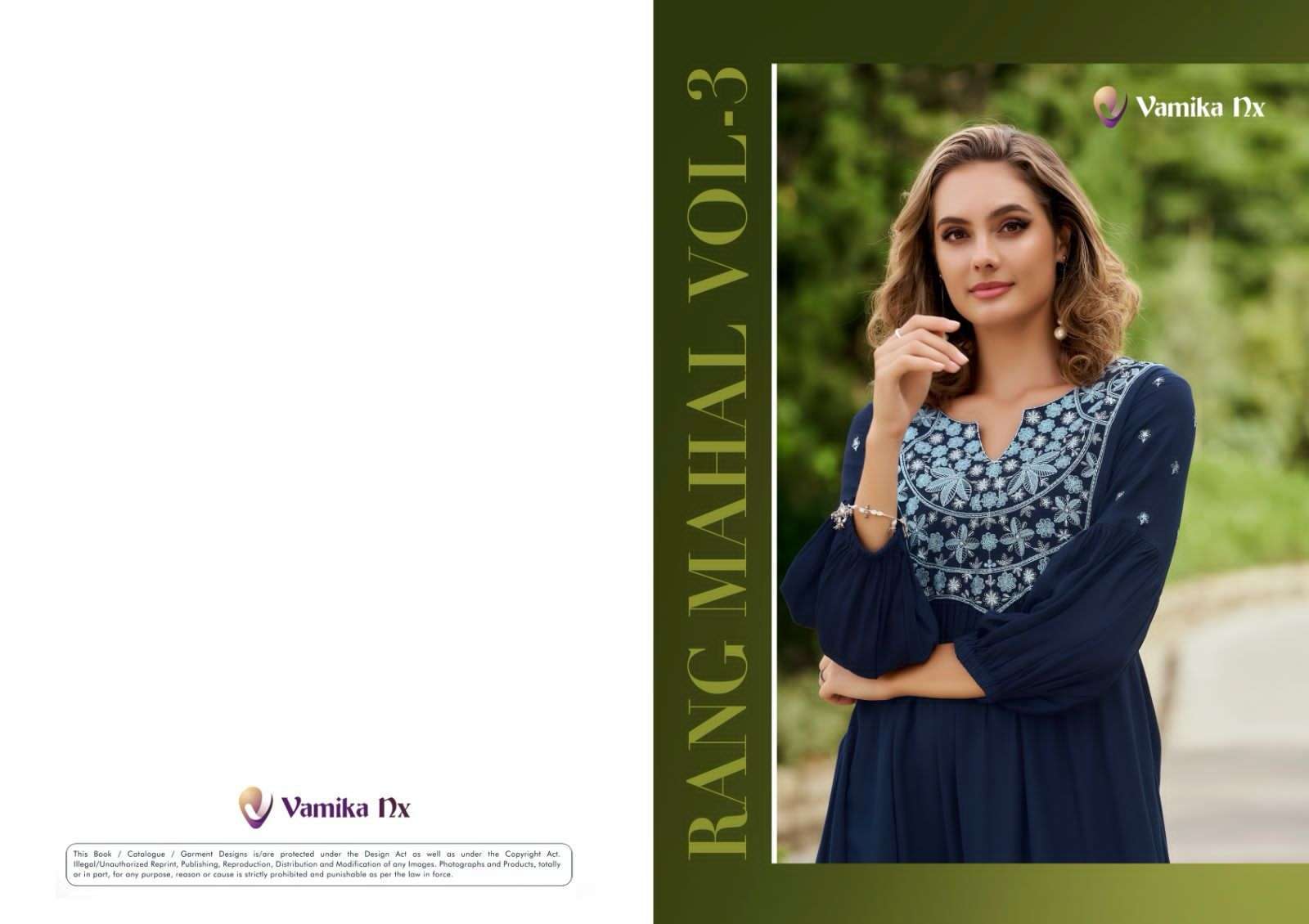 Rang Mahal Vol 3 by VAMIKA NX HEAVY Rinkal Reyon kurti collection manufacturer surat 