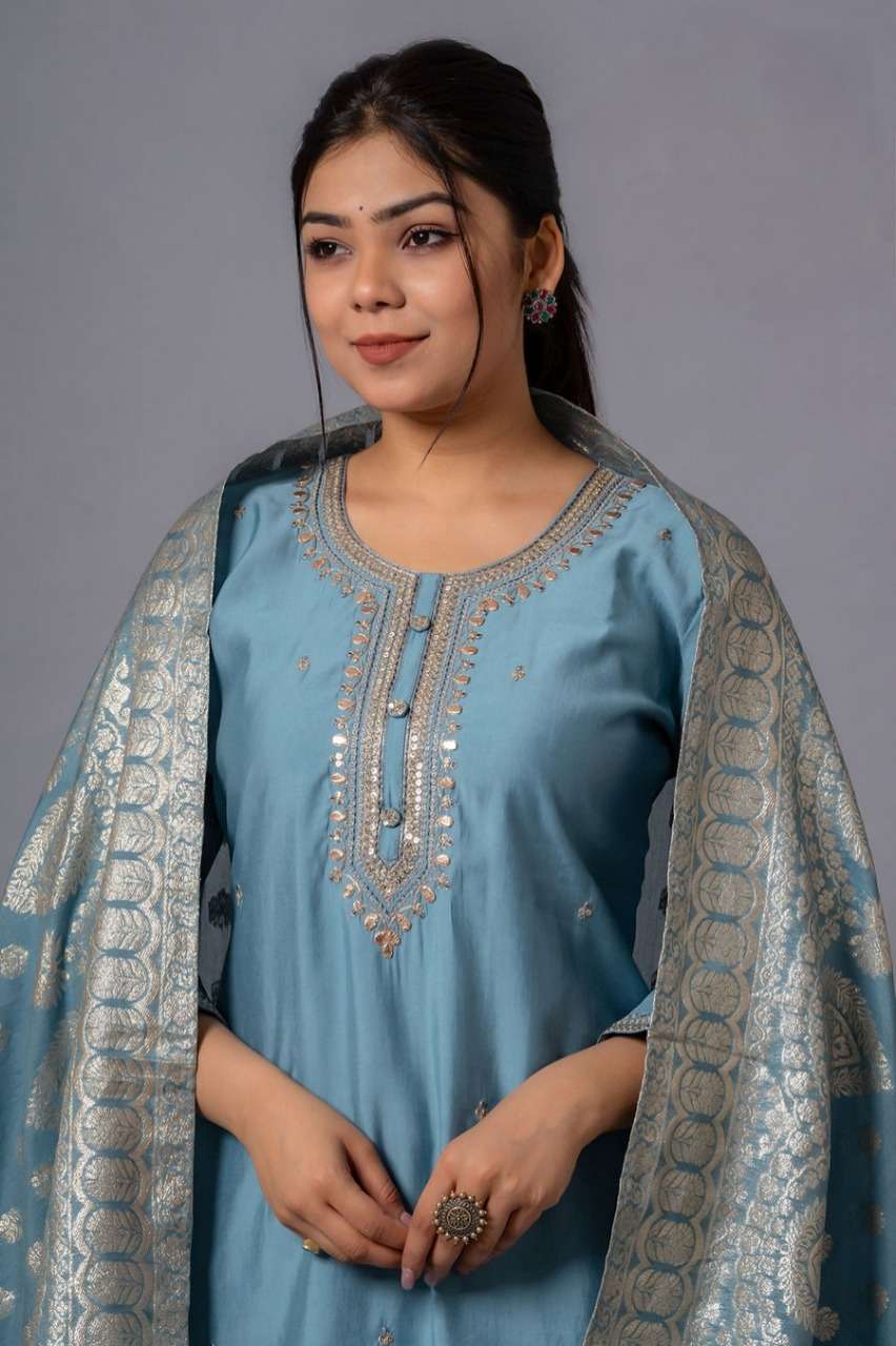 Shalini Beautiful colour Grey And Pink chanderi viscose kurti collection manufacturer surat 