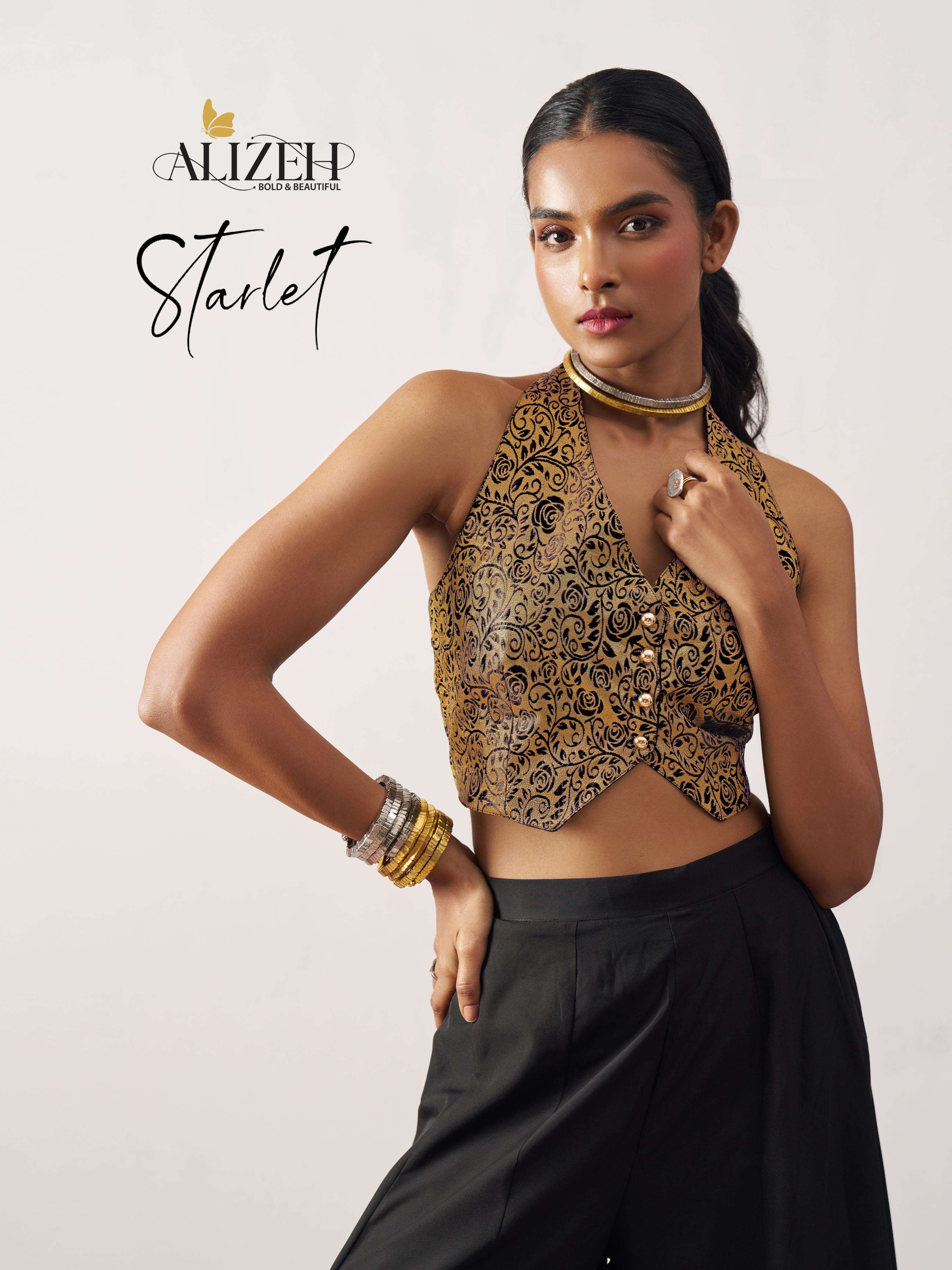 STARLET by Alizeh Official Jacquard Crop top suit collection manufacturer surat 