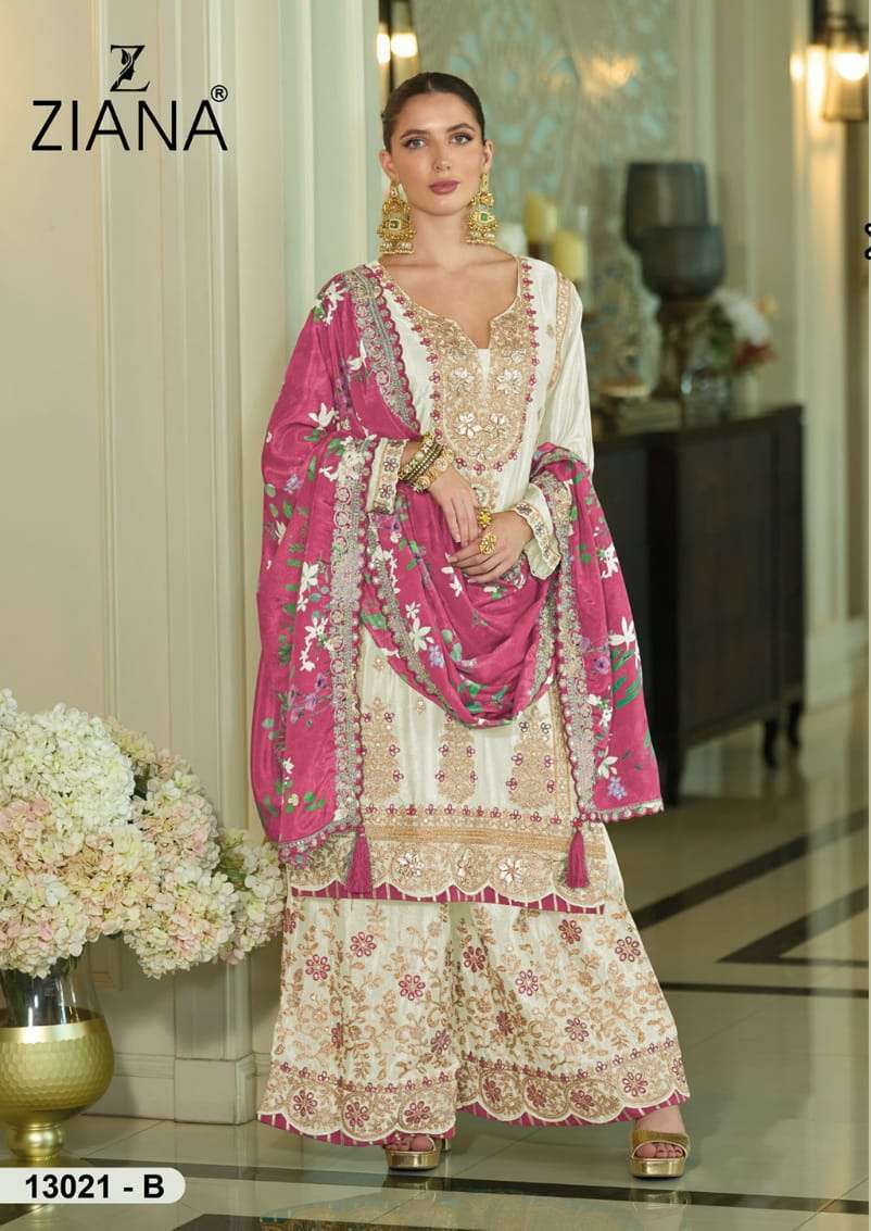 Ziana 13021 colour chinnon silk kurti collection manufacturer surat 