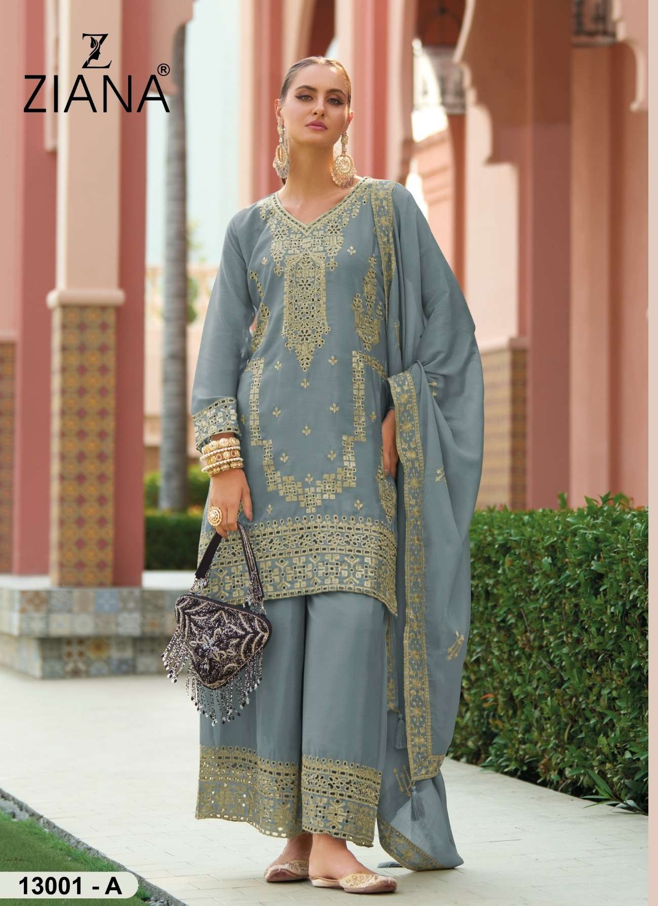ZIANA Chinon silk suit collection manufacturer surat 