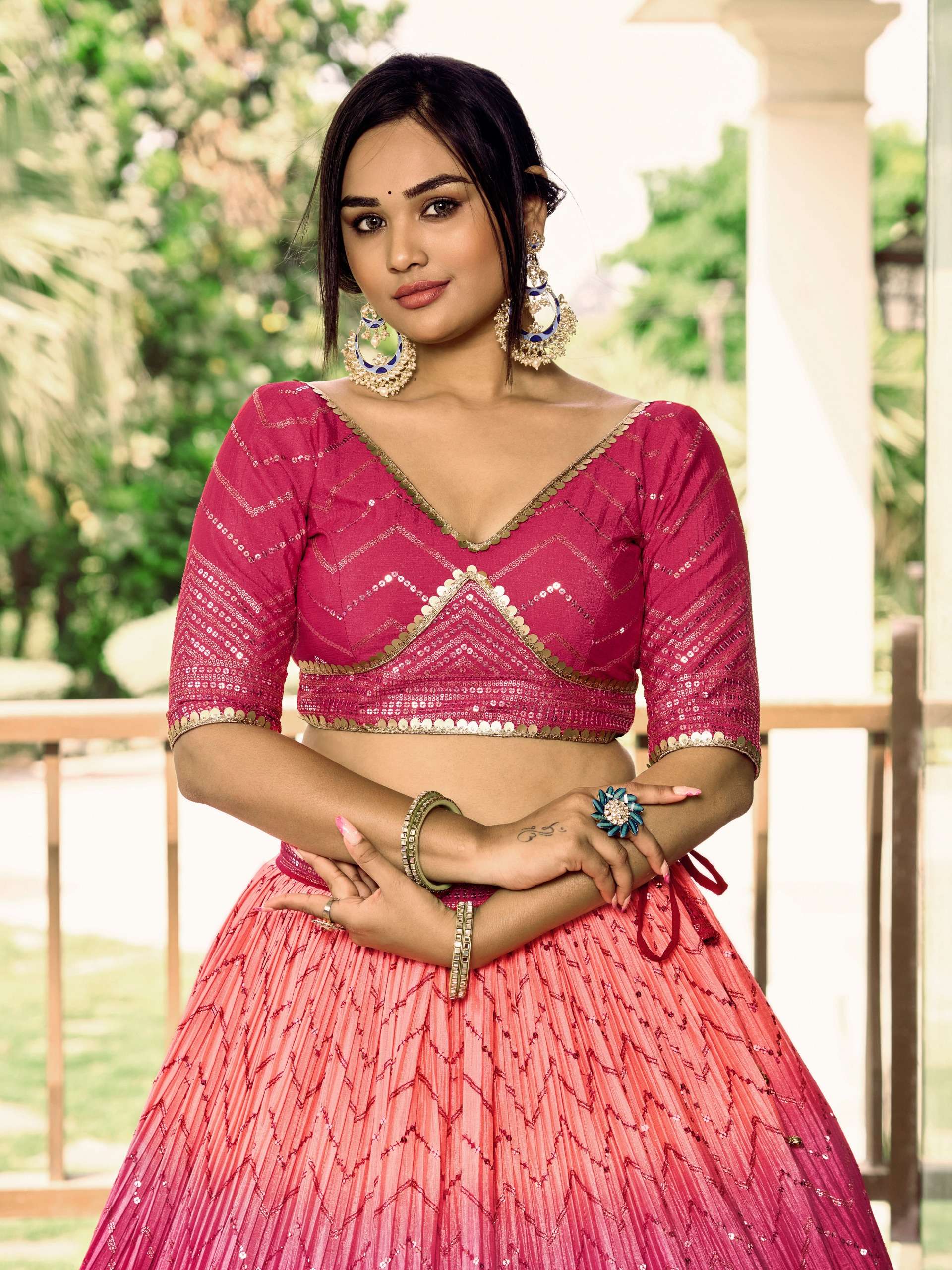 5057 Pink RECEPTION LEHENGA CHOLI collection manufacturer surat 
