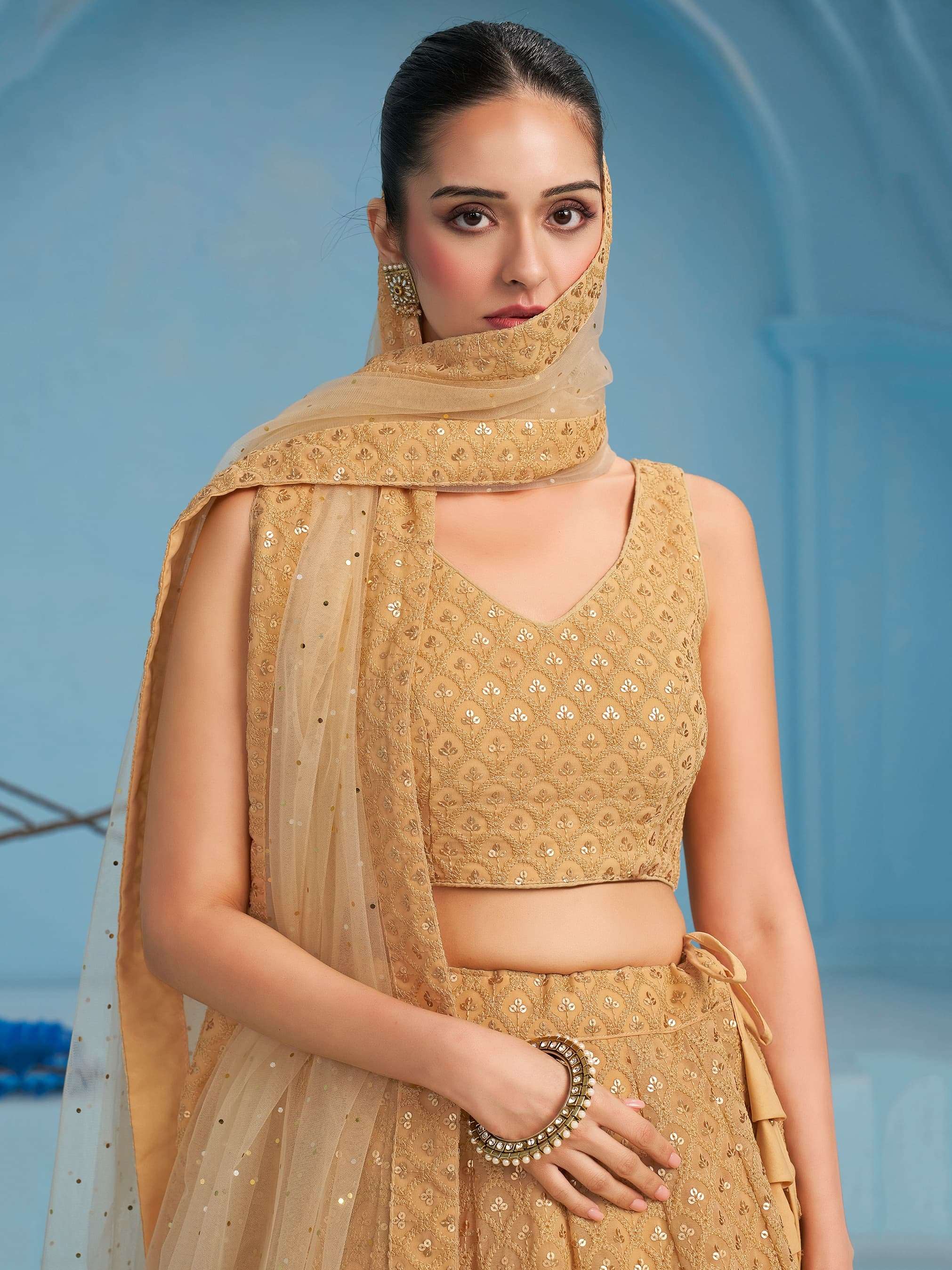 5124 Beige Georgette lehenga choli collection manufacturer surat 
