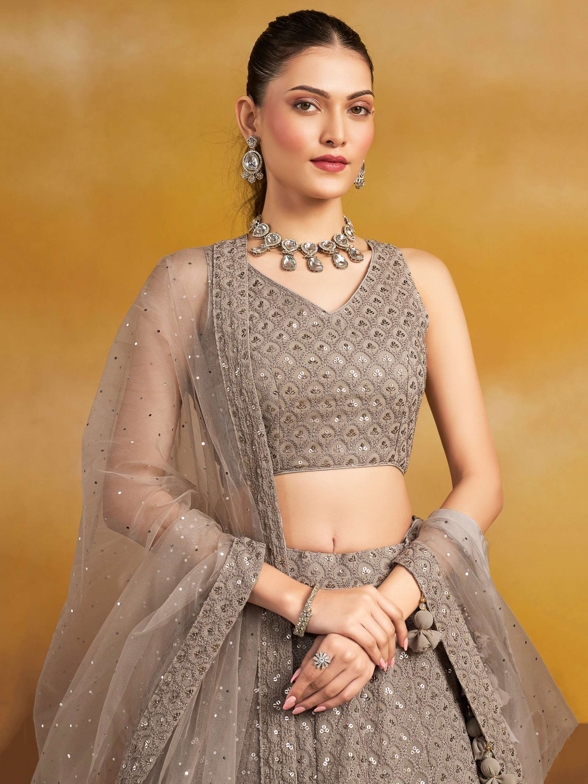 5124 Grey Georgette lehenga choli collection manufacturer surat 