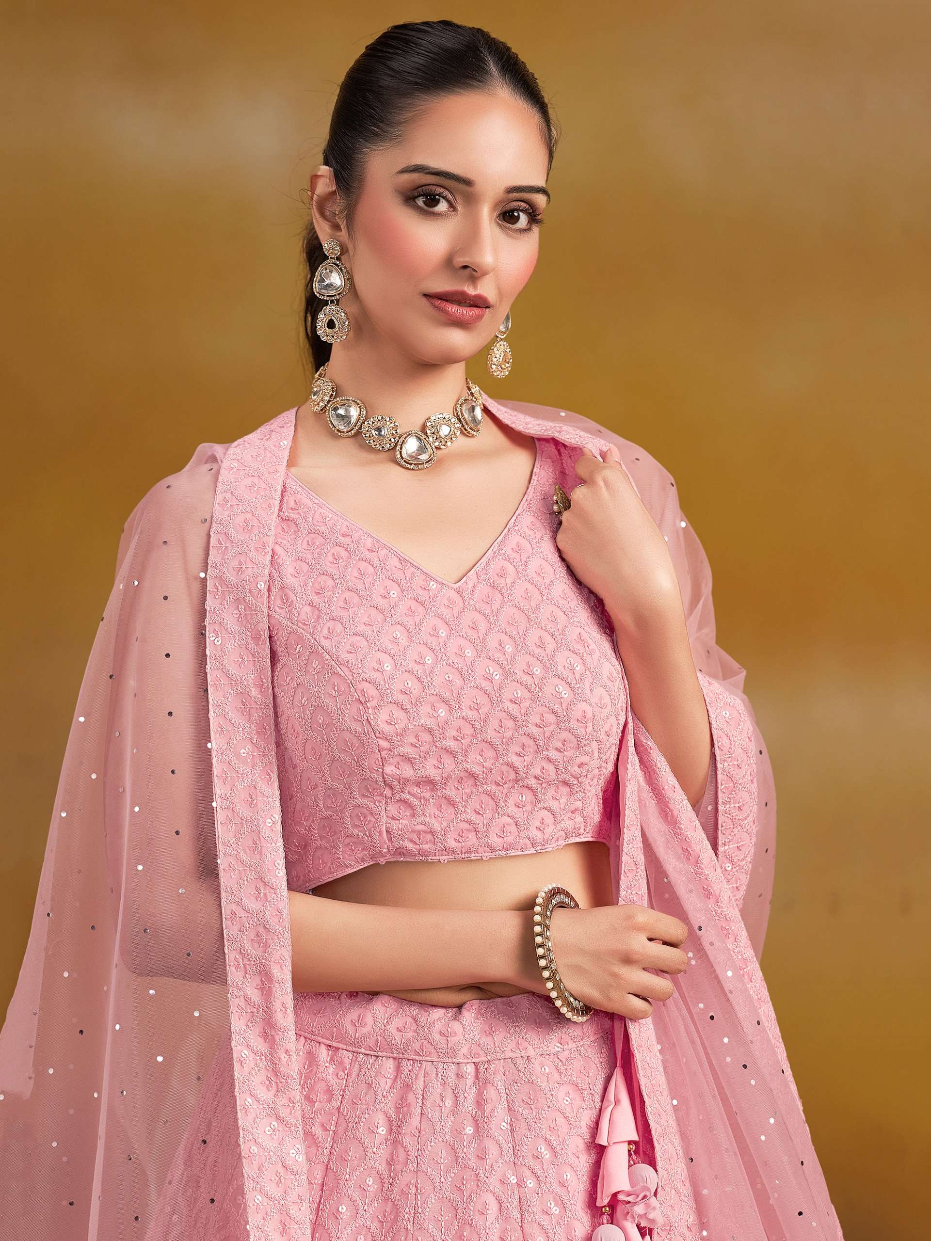 5124 Light Pink Georgette lehenga collection manufacturer surat 