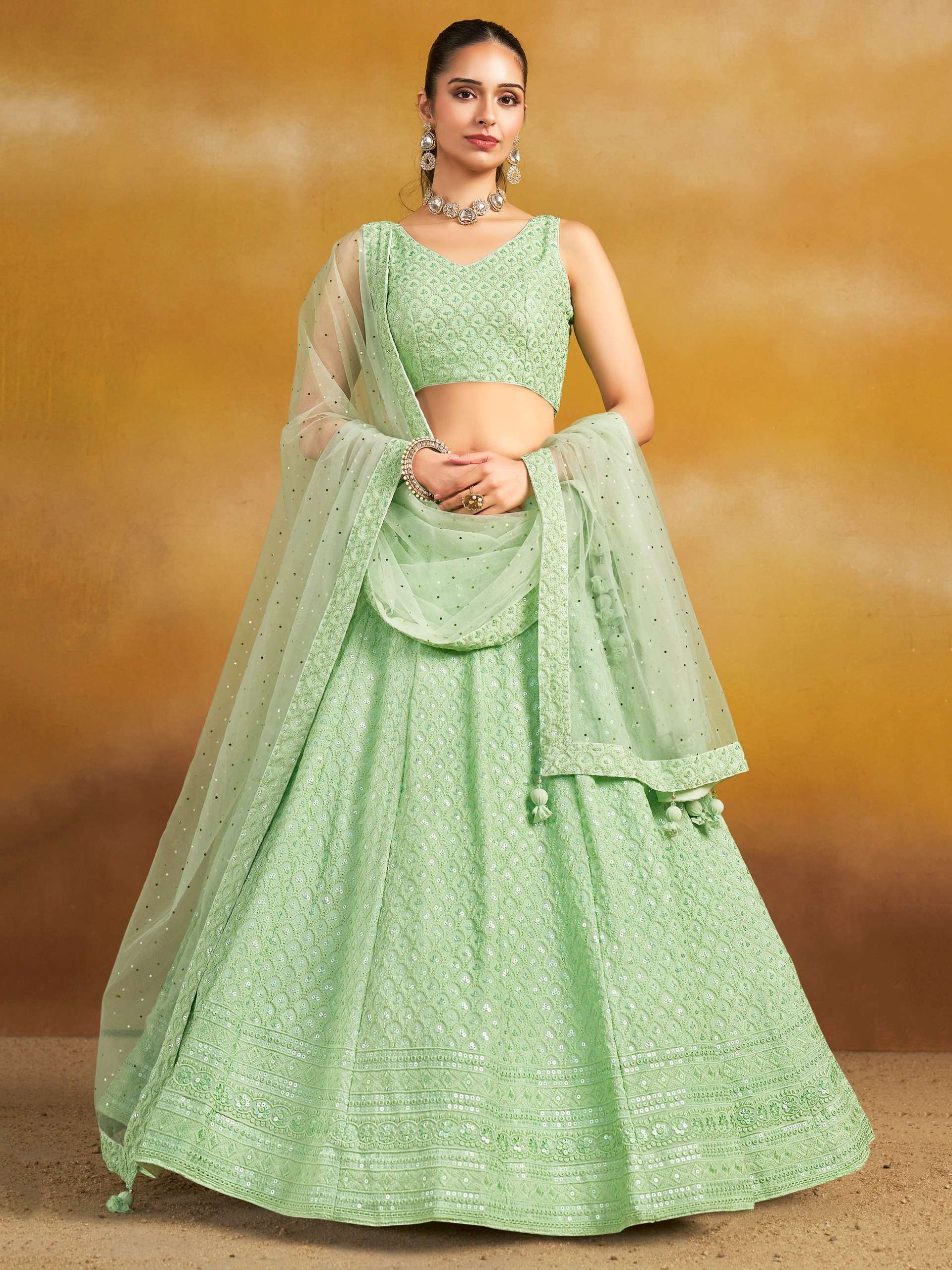 5124 Mint Georgette lehenga choli collection manufacturer surat 